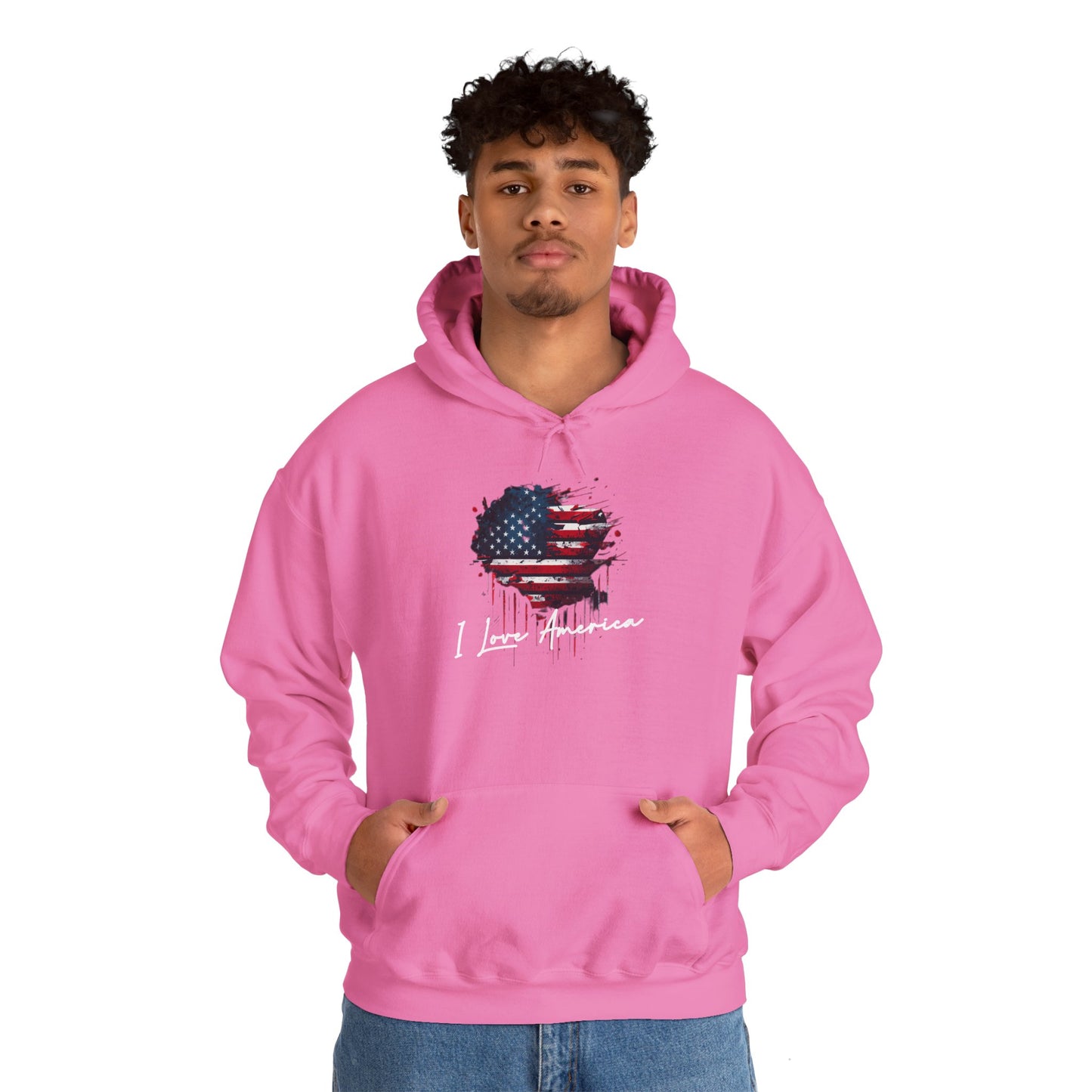 I Love America Heart Flag Unisex Hoodie Sweatshirt