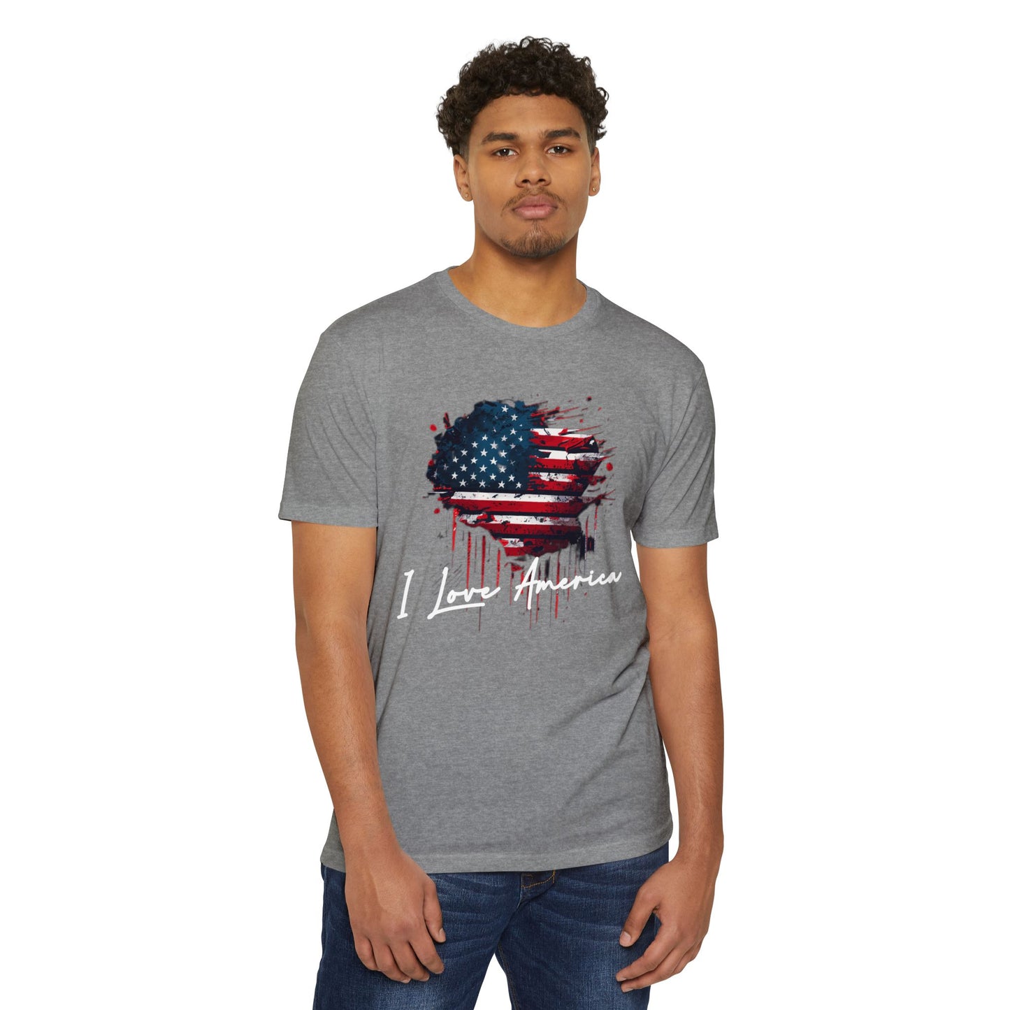 I Love America Heart Flag Unisex T-Shirt