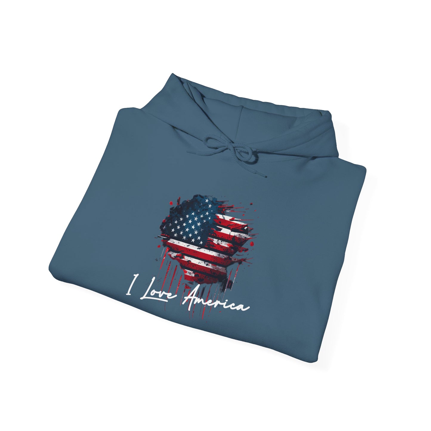 I Love America Heart Flag Unisex Hoodie Sweatshirt