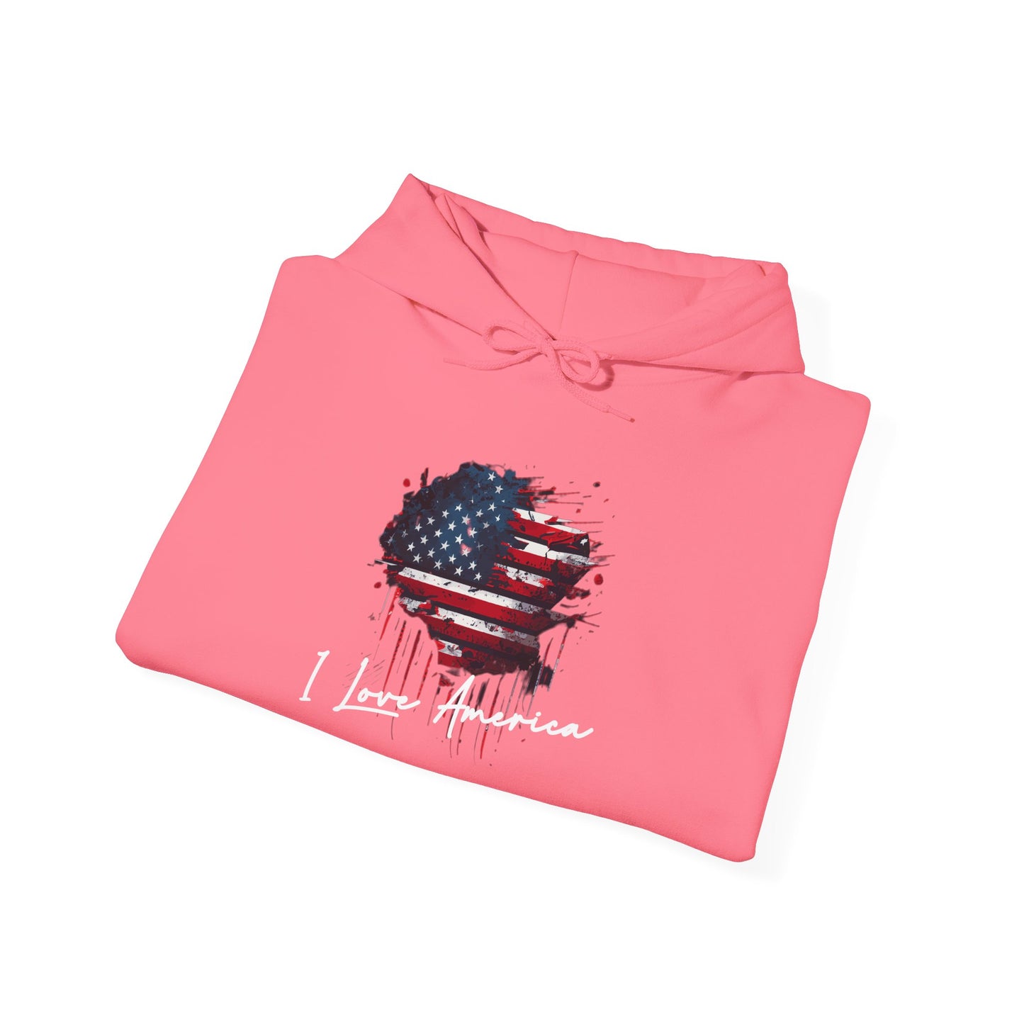 I Love America Heart Flag Unisex Hoodie Sweatshirt