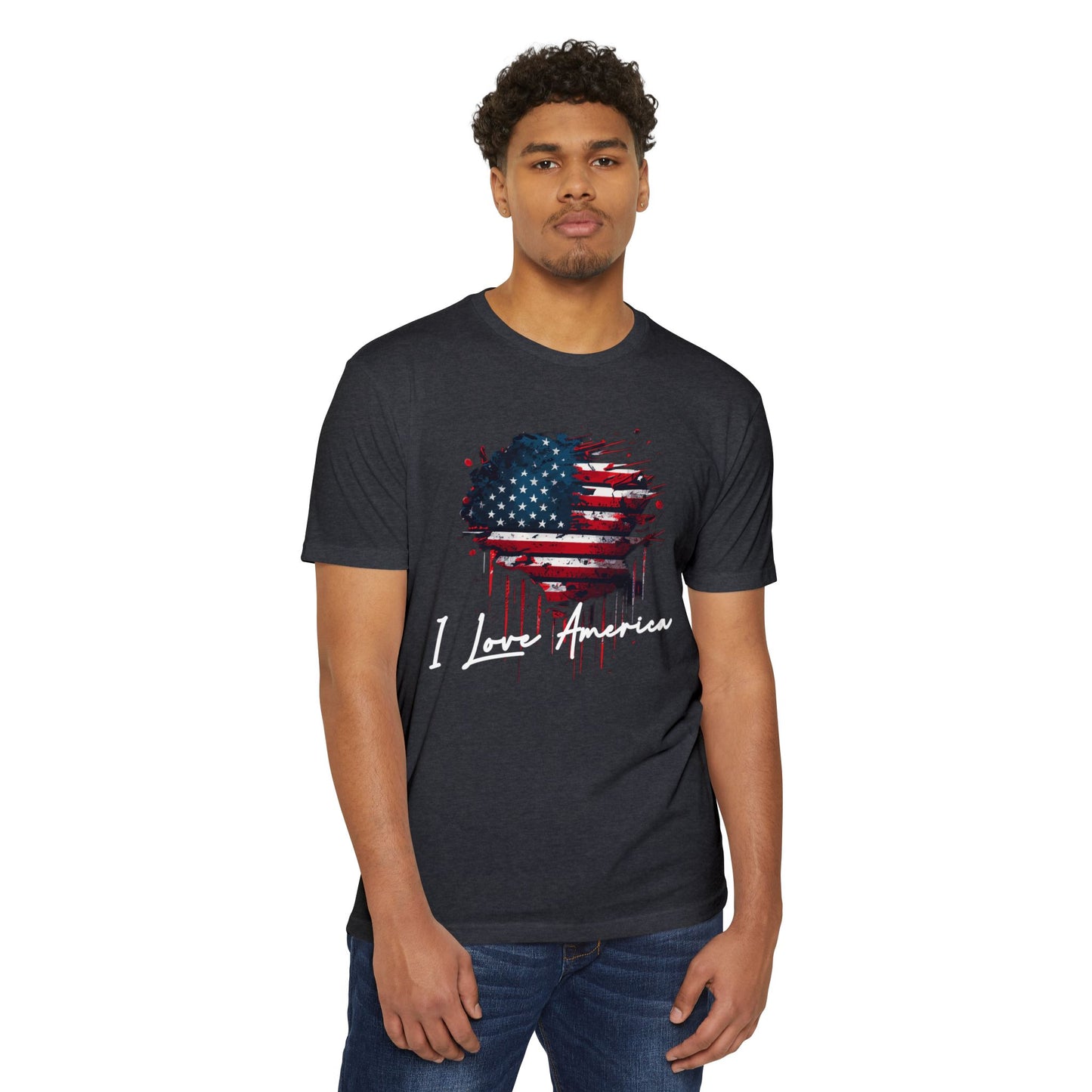 I Love America Heart Flag Unisex T-Shirt