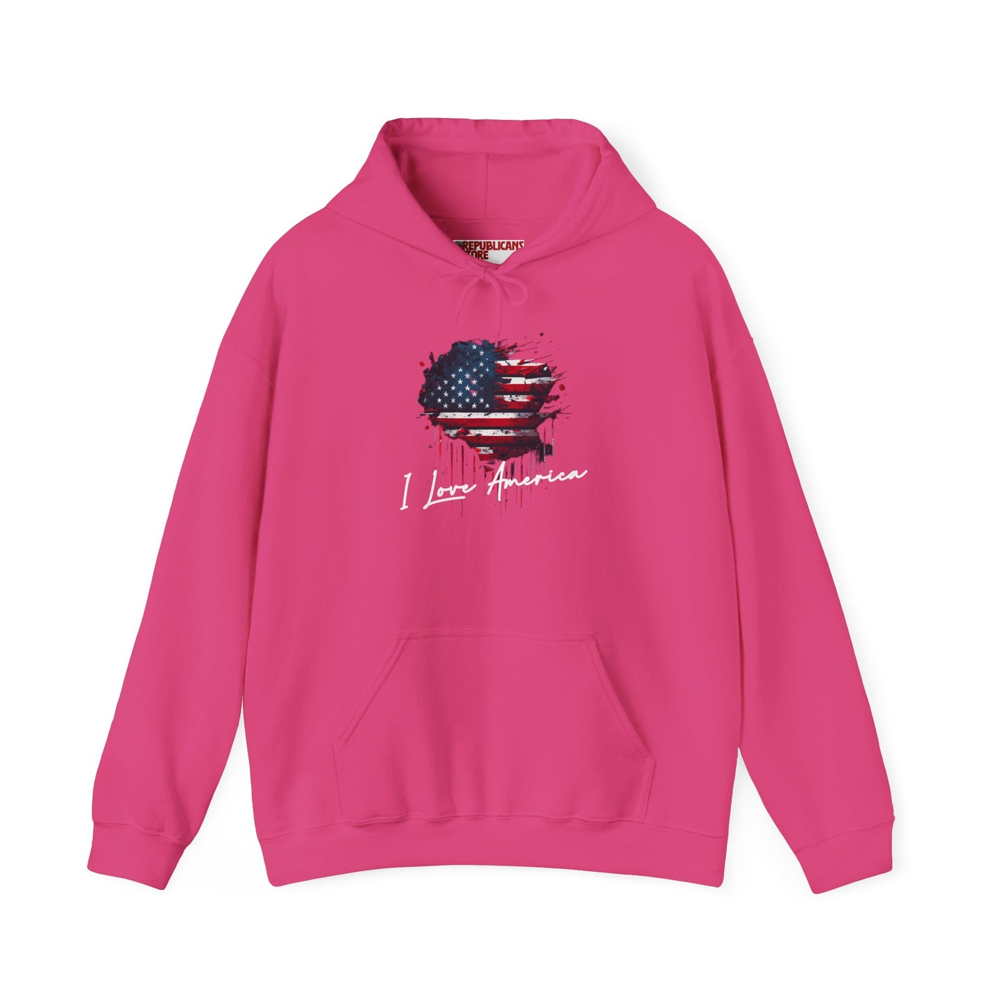 I Love America Heart Flag Unisex Hoodie Sweatshirt