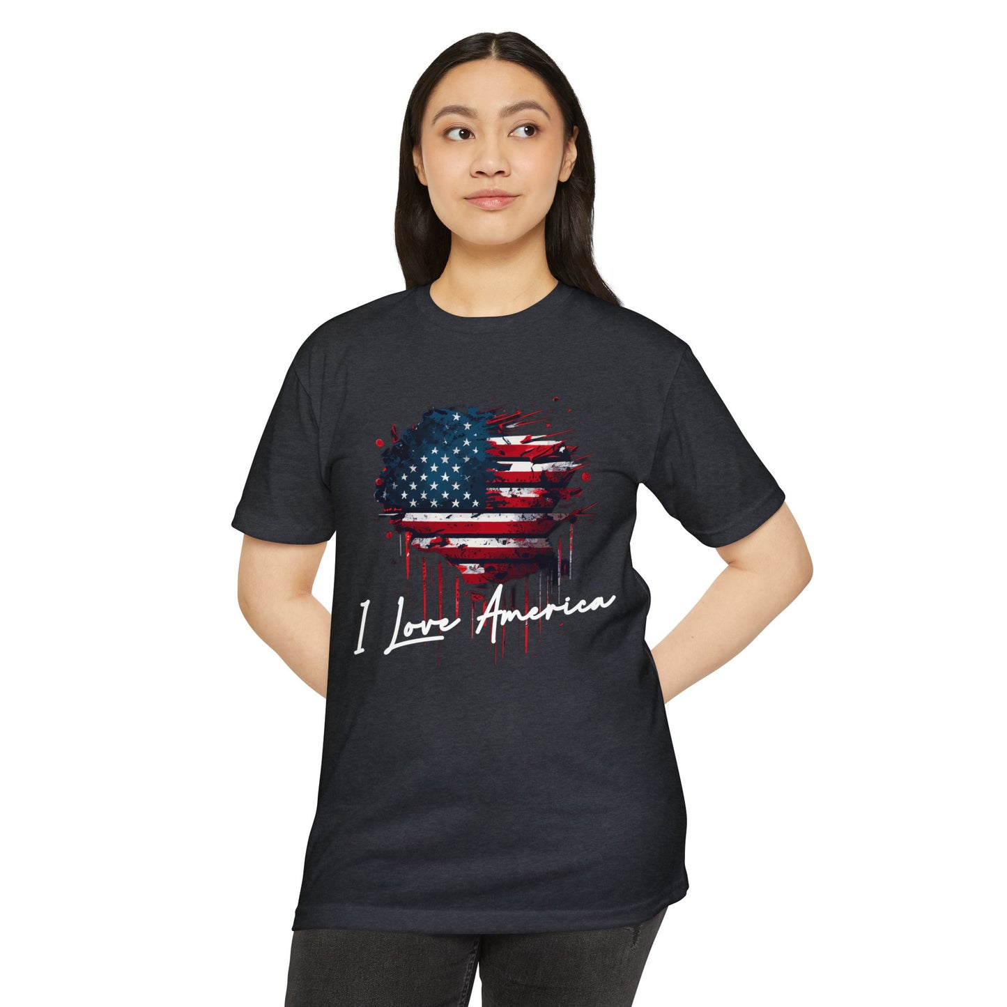 I Love America Heart Flag Unisex T-Shirt
