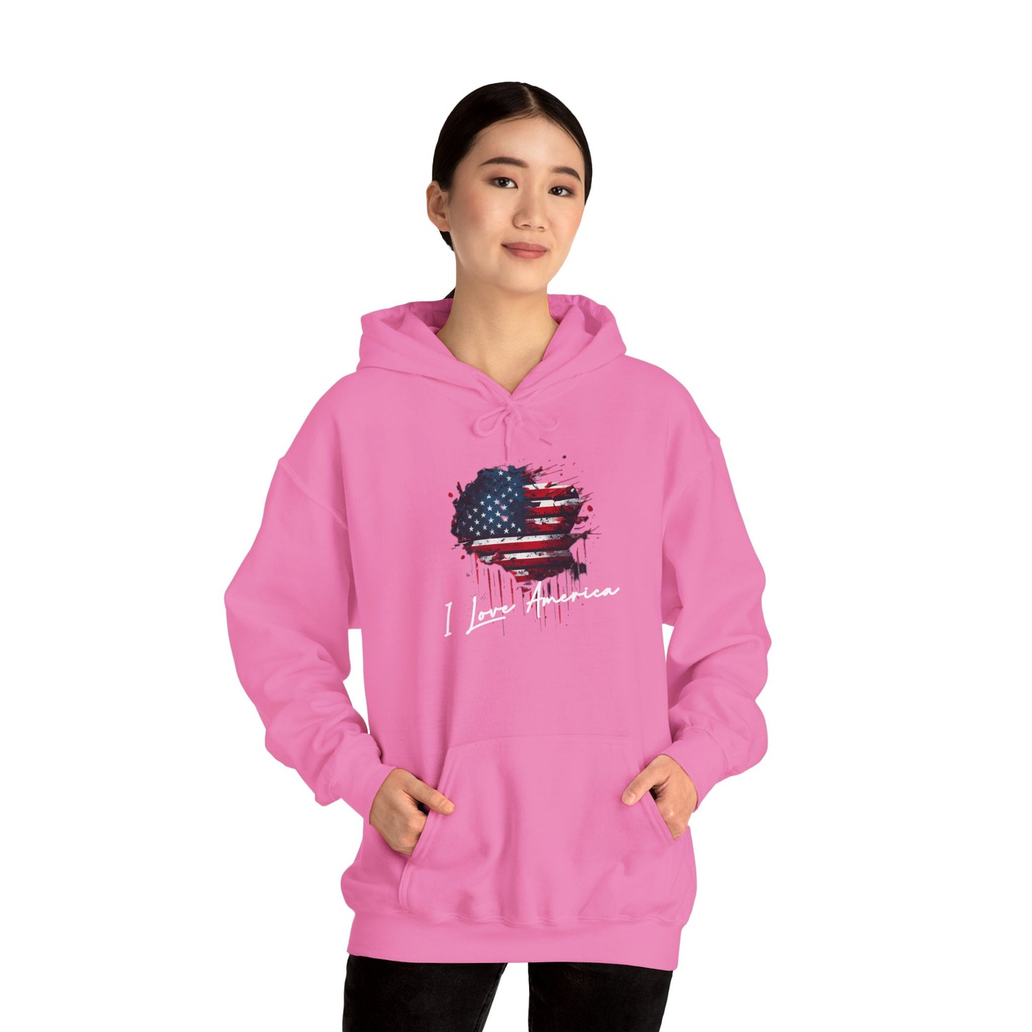 I Love America Heart Flag Unisex Hoodie Sweatshirt
