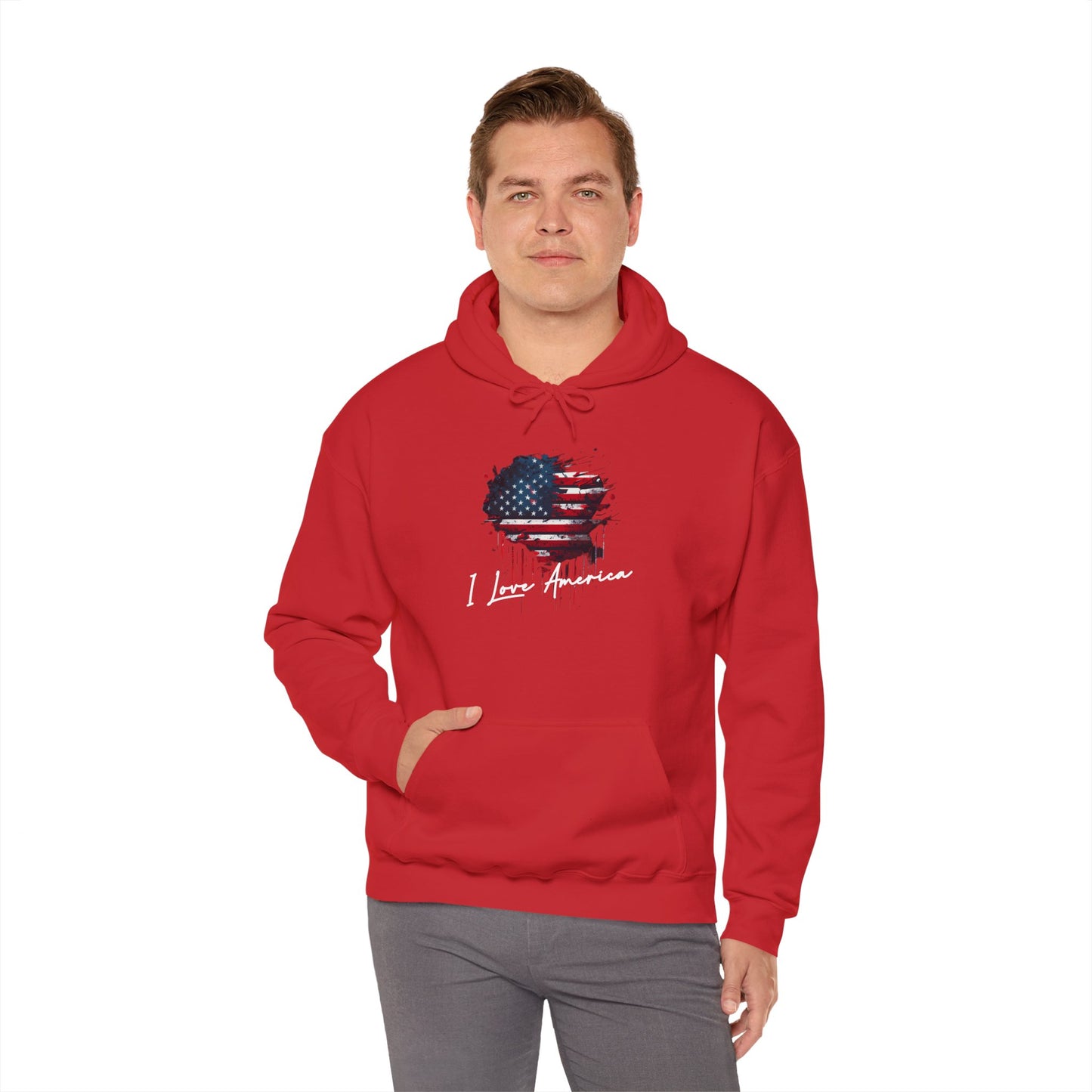 I Love America Heart Flag Unisex Hoodie Sweatshirt
