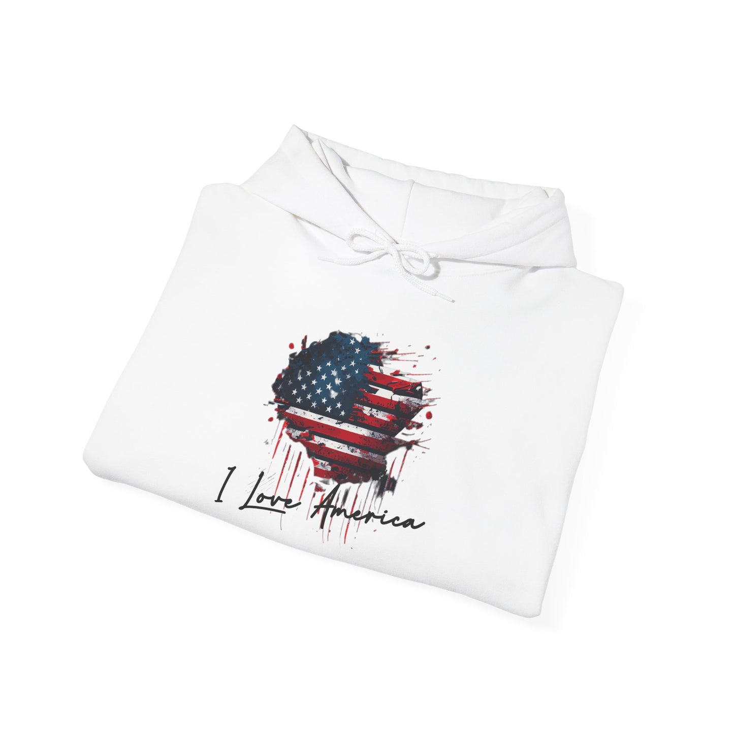 I Love America Heart Flag Unisex Hoodie Sweatshirt