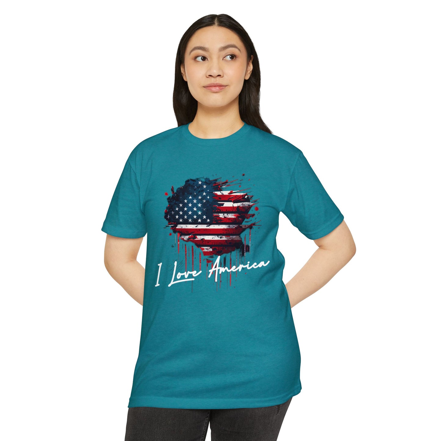 I Love America Heart Flag Unisex T-Shirt