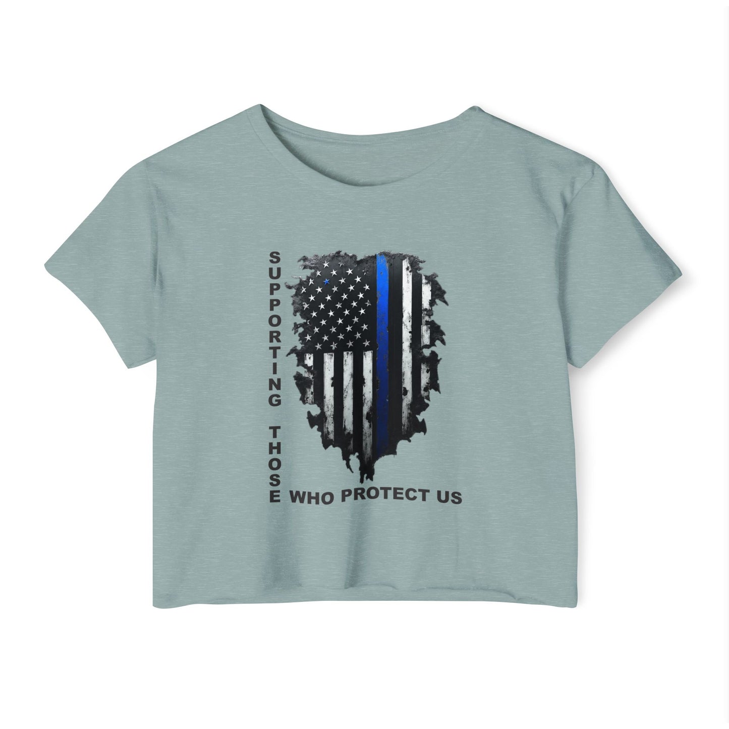 Supporting Those Who Protect Us Patriotic Crop Top