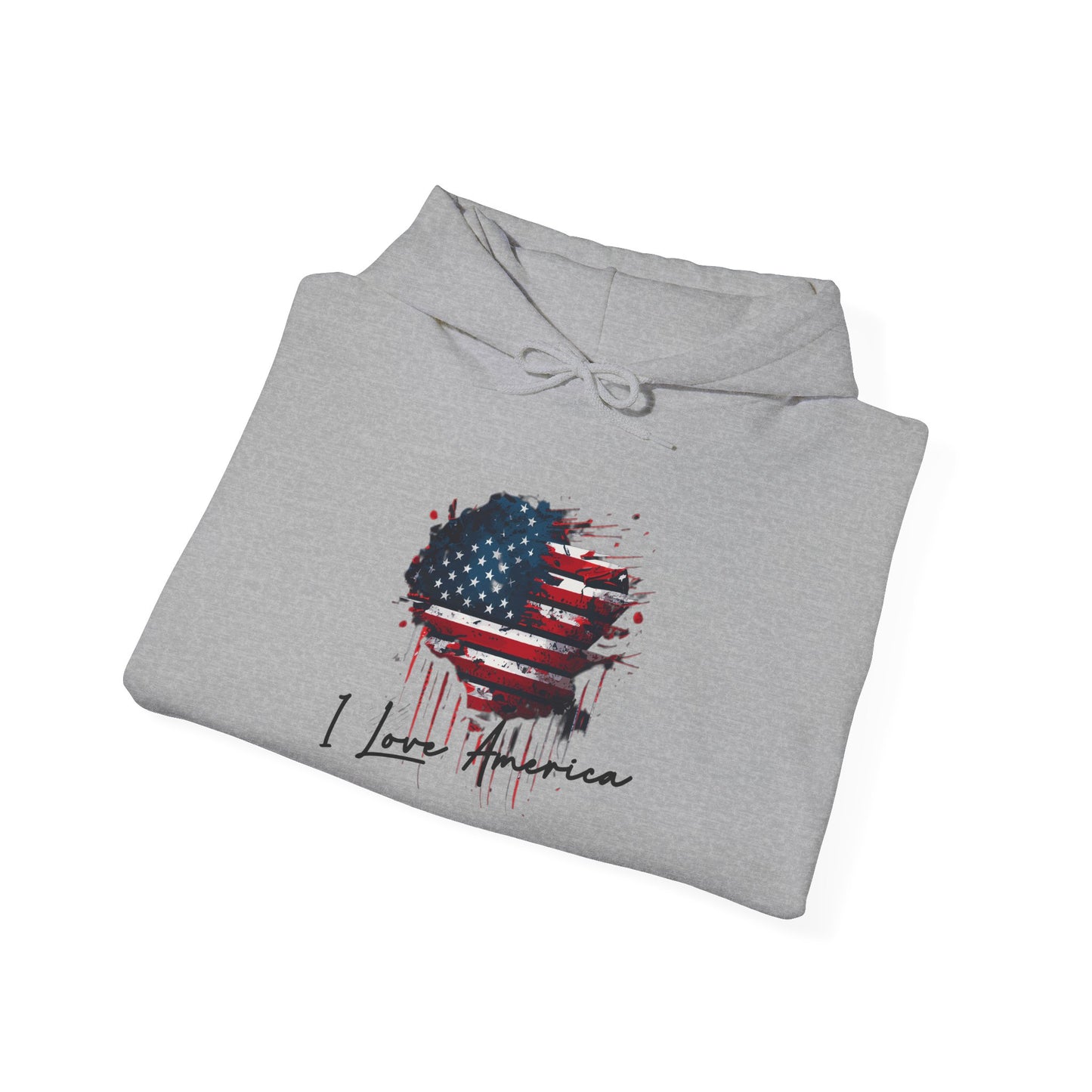 I Love America Heart Flag Unisex Hoodie Sweatshirt