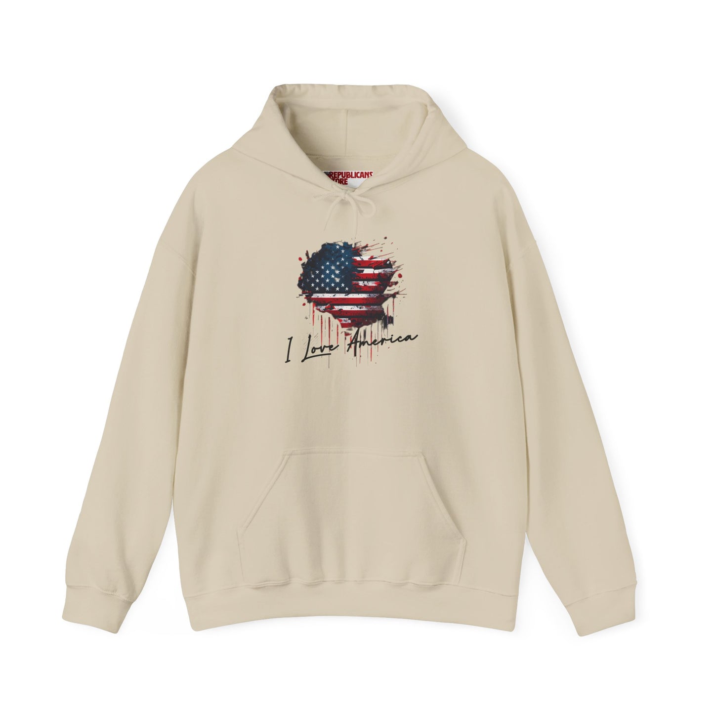 I Love America Heart Flag Unisex Hoodie Sweatshirt