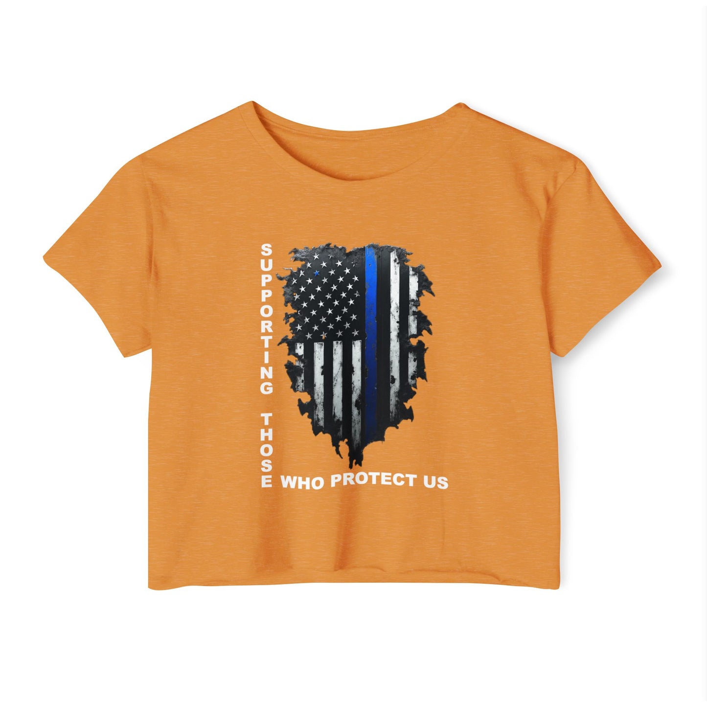 Supporting Those Who Protect Us Patriotic Crop Top