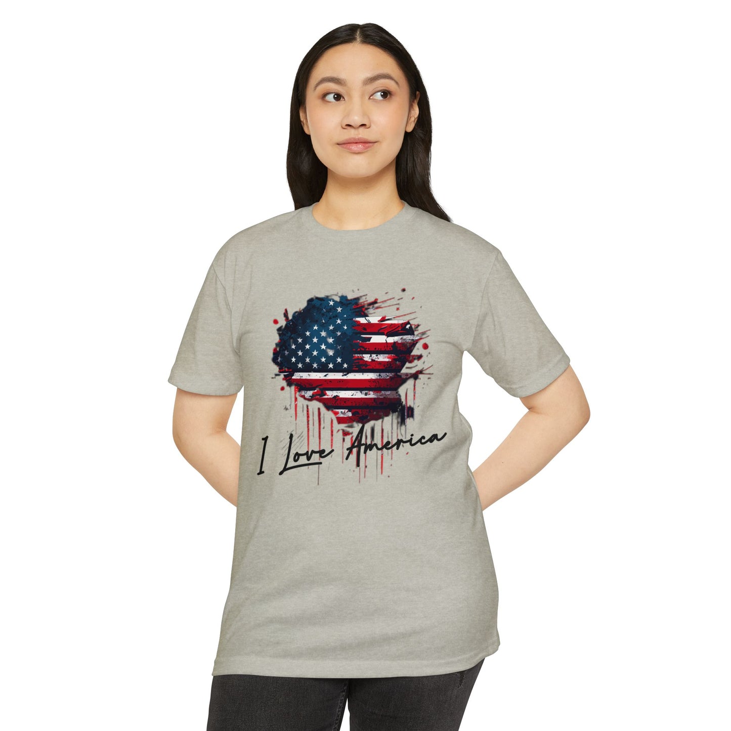 I Love America Heart Flag Unisex T-Shirt