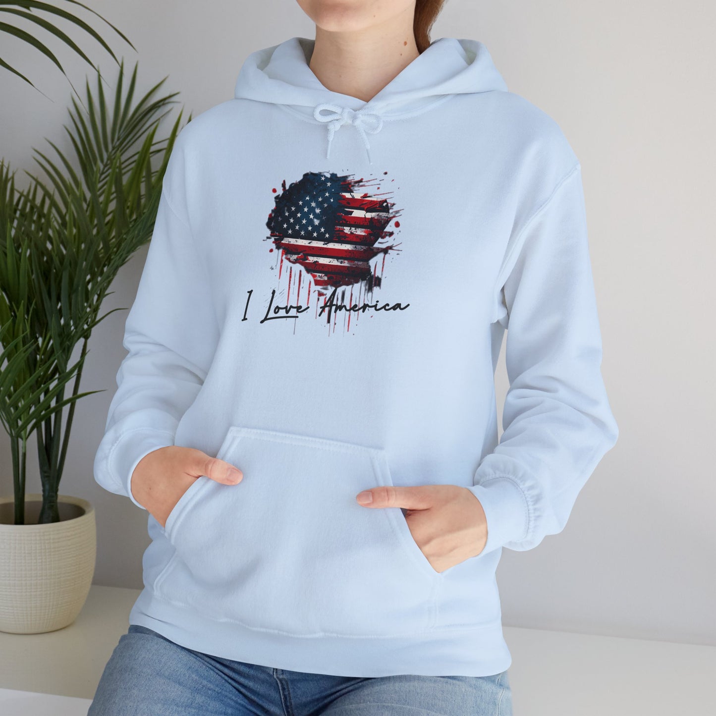 I Love America Heart Flag Unisex Hoodie Sweatshirt