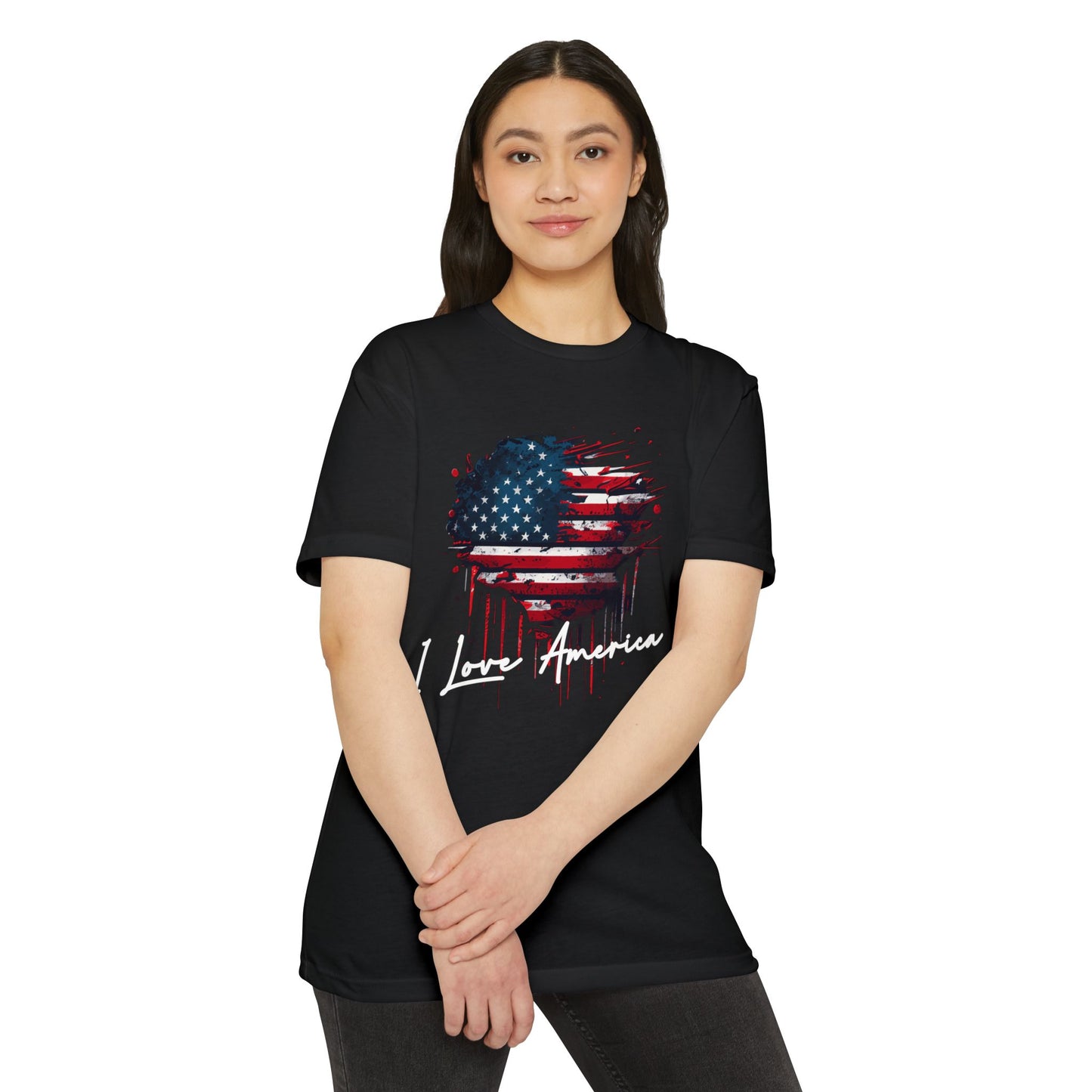I Love America Heart Flag Unisex T-Shirt