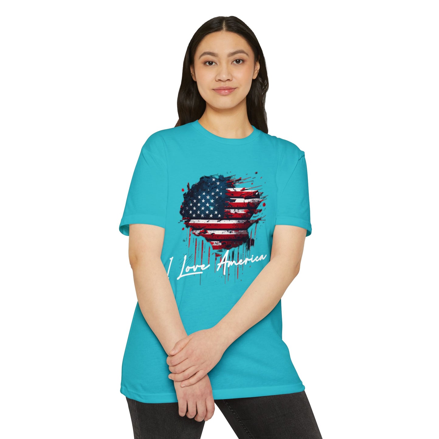 I Love America Heart Flag Unisex T-Shirt