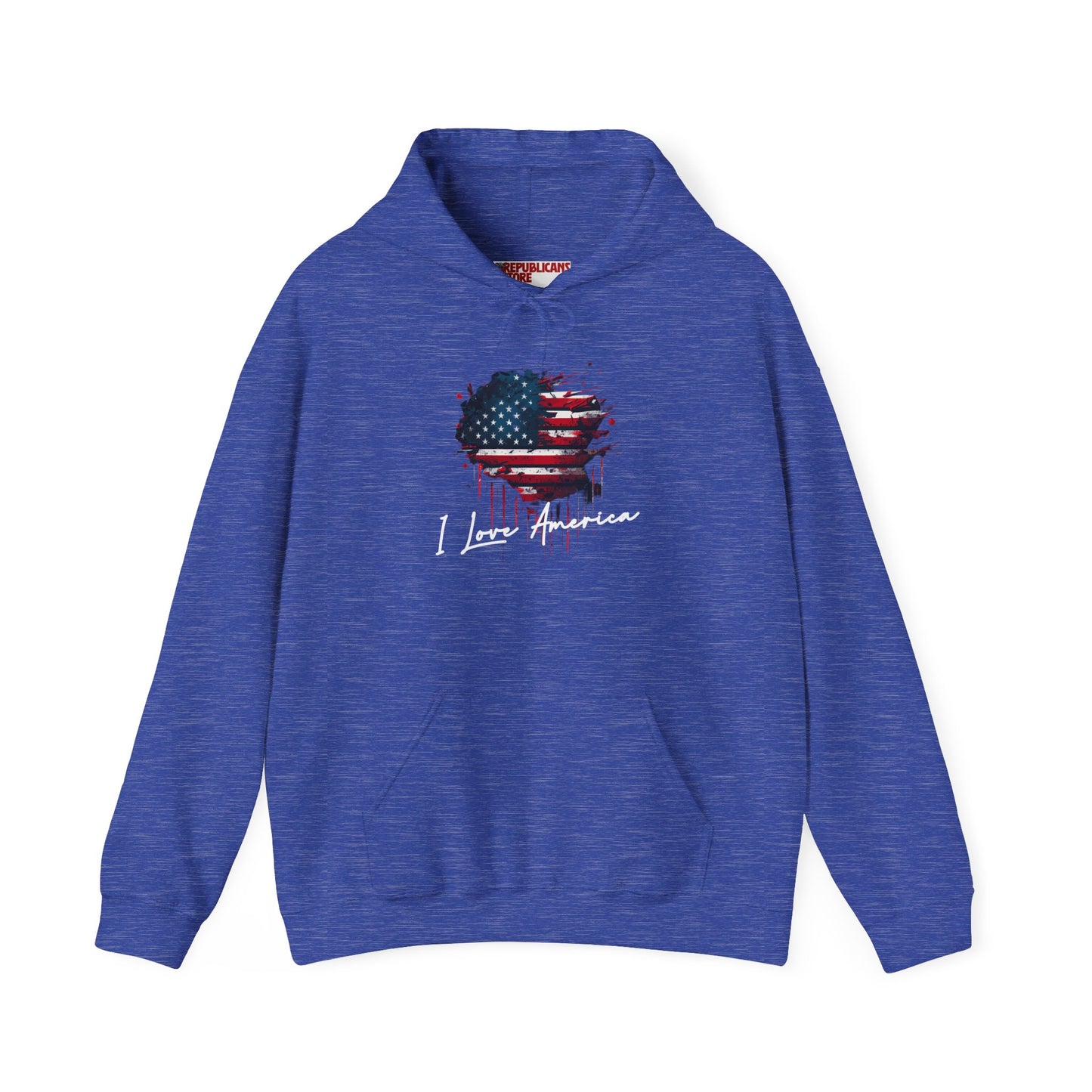 I Love America Heart Flag Unisex Hoodie Sweatshirt