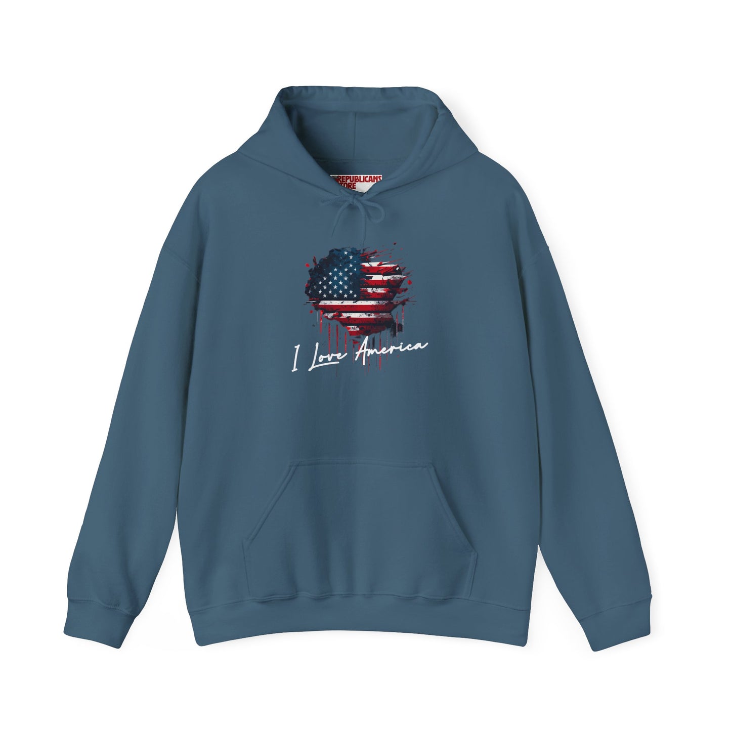 I Love America Heart Flag Unisex Hoodie Sweatshirt