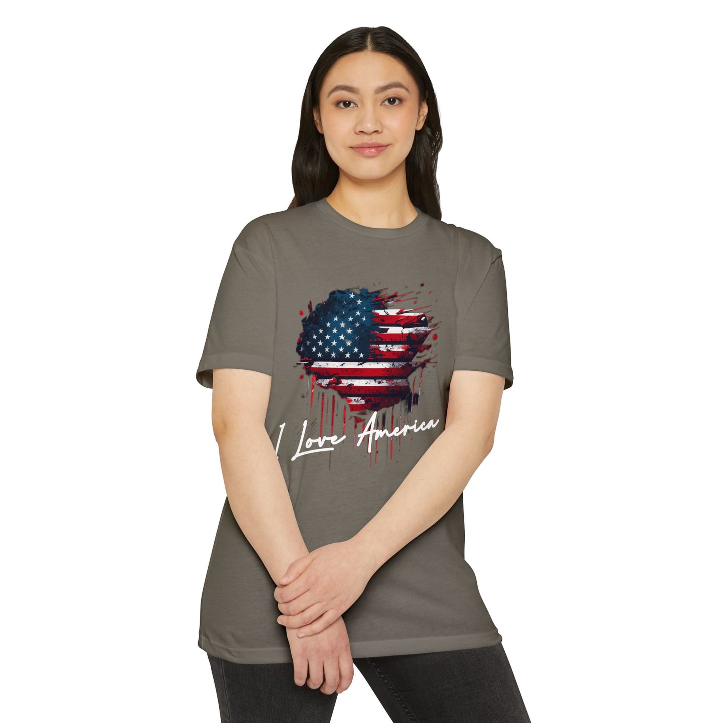 I Love America Heart Flag Unisex T-Shirt