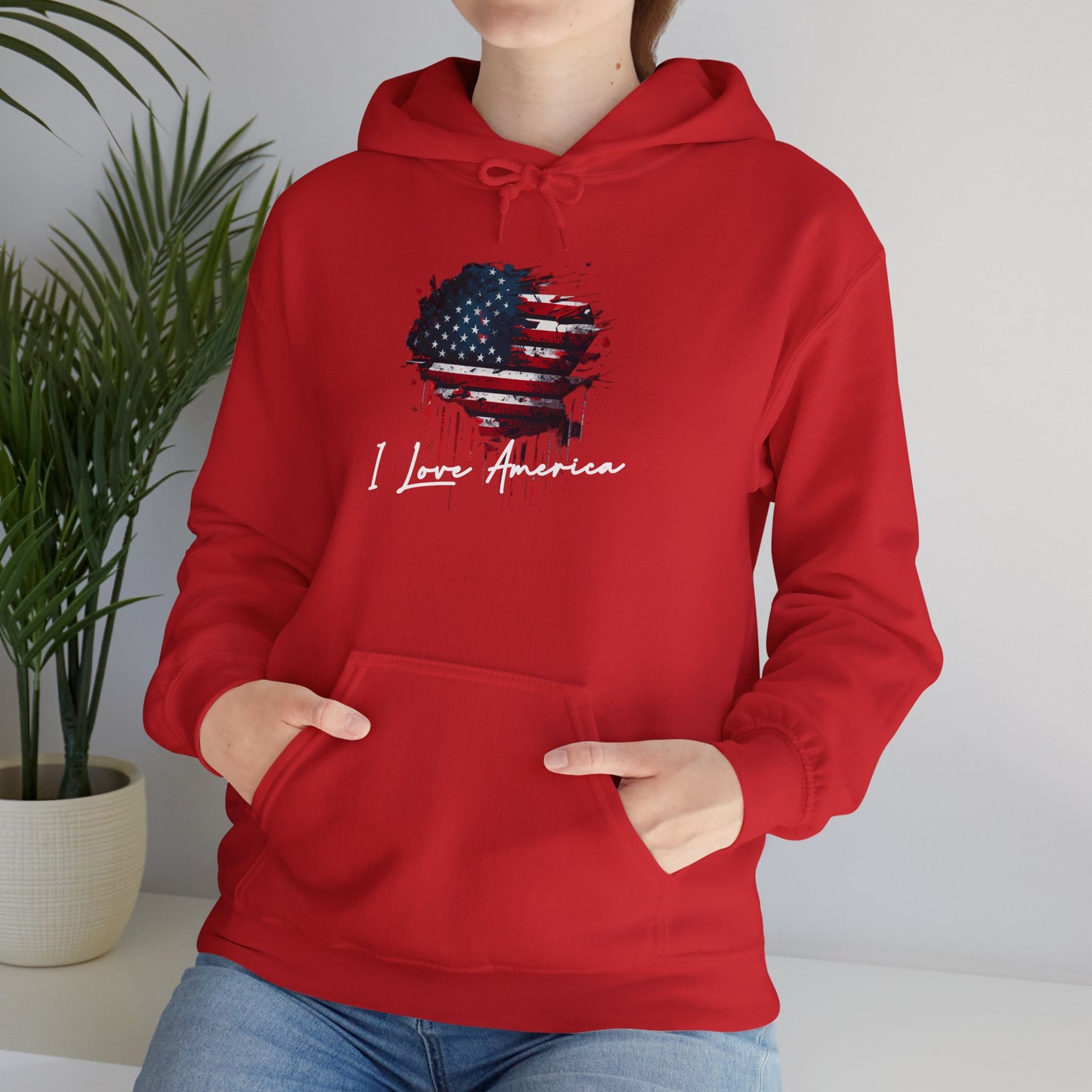 I Love America Heart Flag Unisex Hoodie Sweatshirt