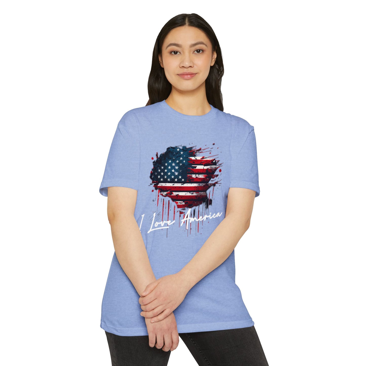 I Love America Heart Flag Unisex T-Shirt
