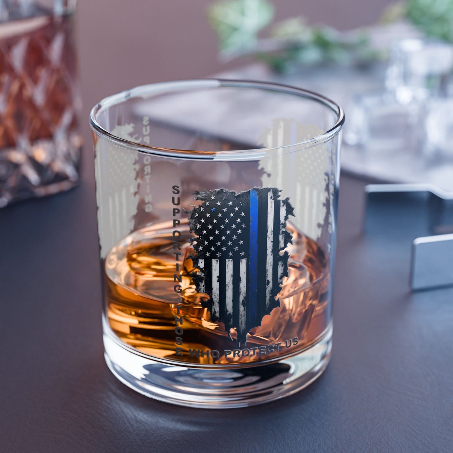 Supporting Those Who Protect Us Patriotic Whiskey Glass