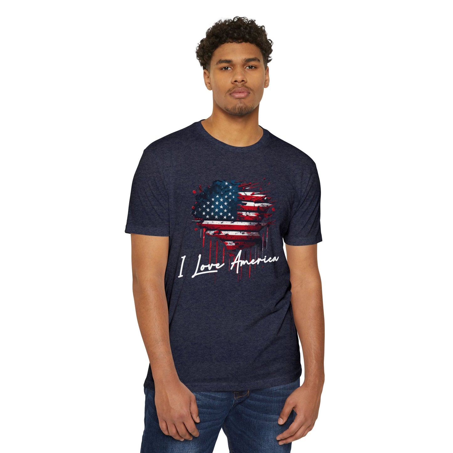 I Love America Heart Flag Unisex T-Shirt