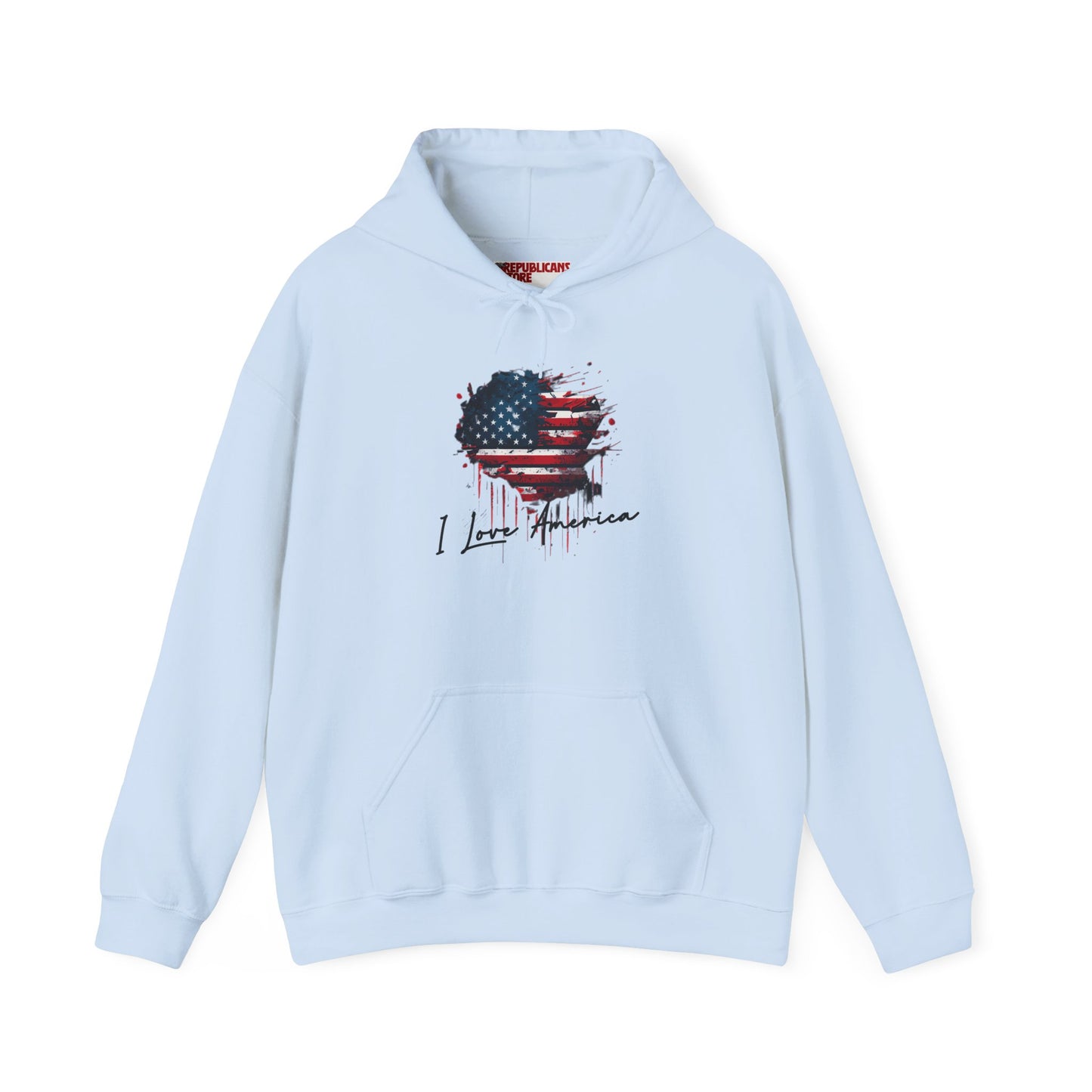 I Love America Heart Flag Unisex Hoodie Sweatshirt