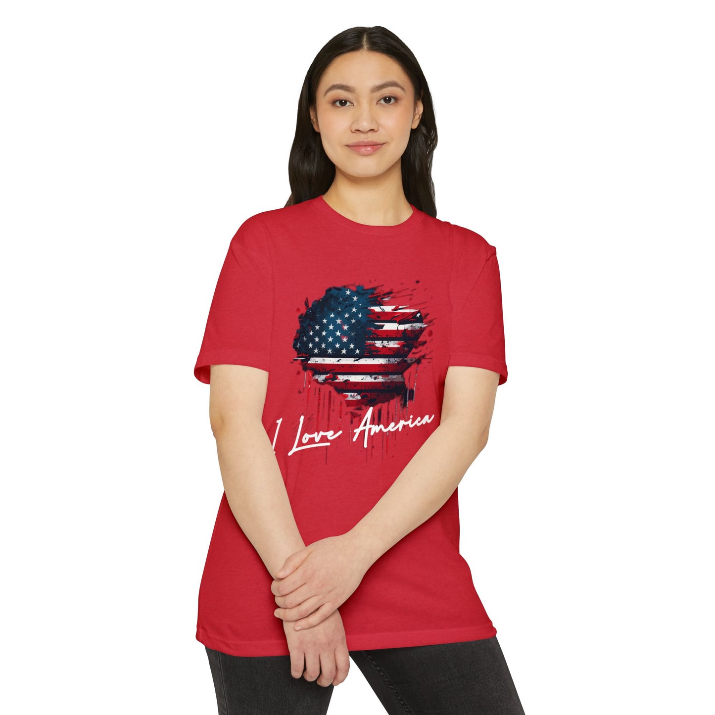 I Love America Heart Flag Unisex T-Shirt