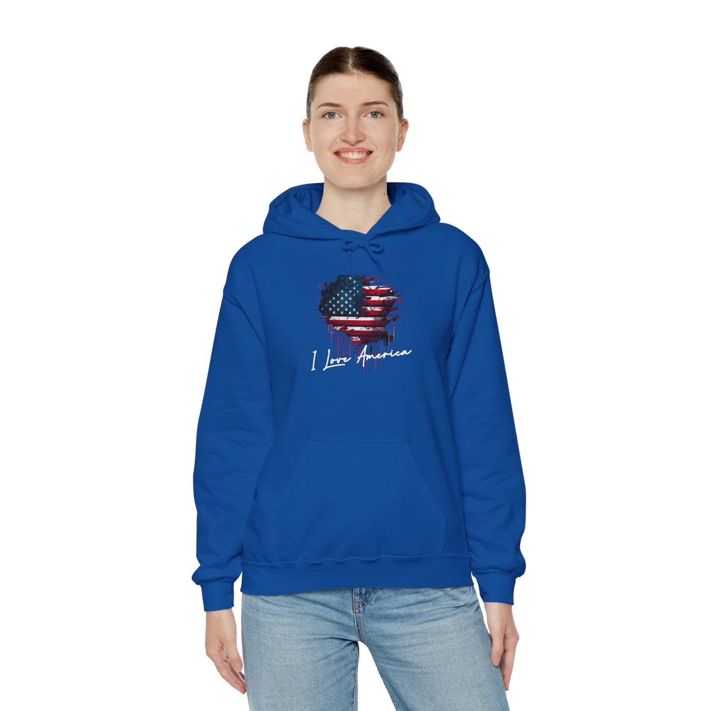I Love America Heart Flag Unisex Hoodie Sweatshirt