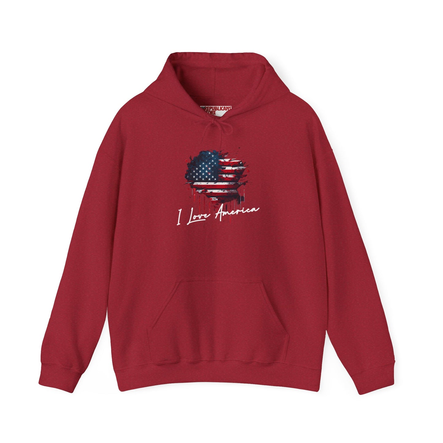I Love America Heart Flag Unisex Hoodie Sweatshirt