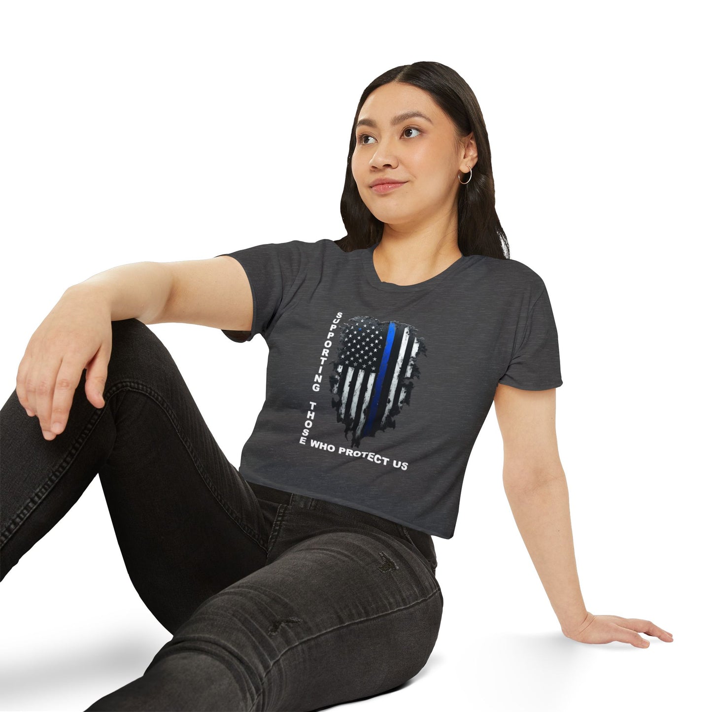 Supporting Those Who Protect Us Patriotic Crop Top