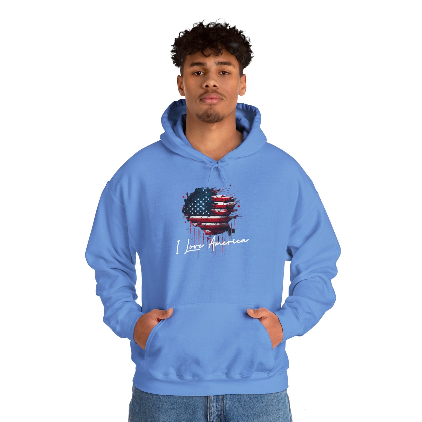 I Love America Heart Flag Unisex Hoodie Sweatshirt
