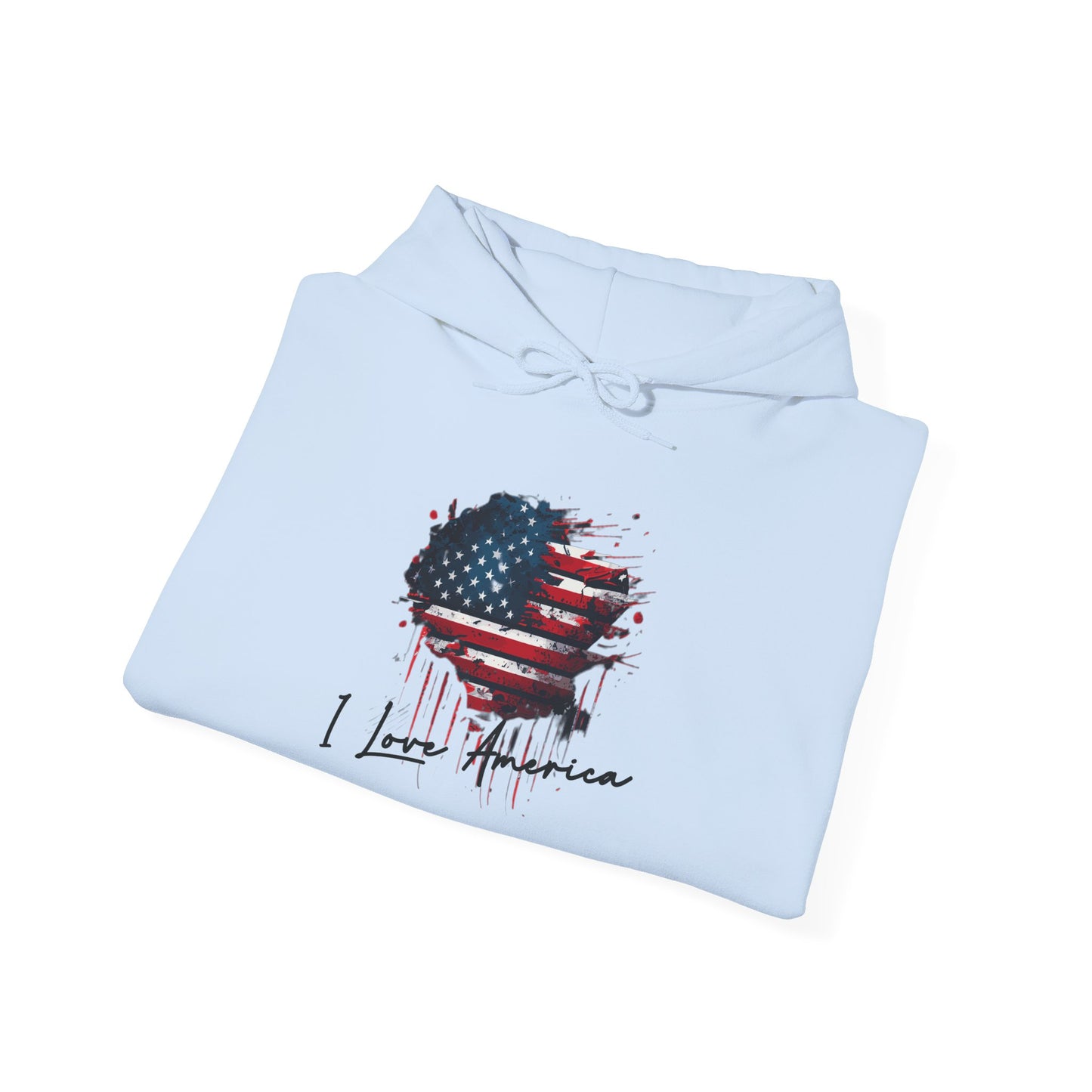 I Love America Heart Flag Unisex Hoodie Sweatshirt