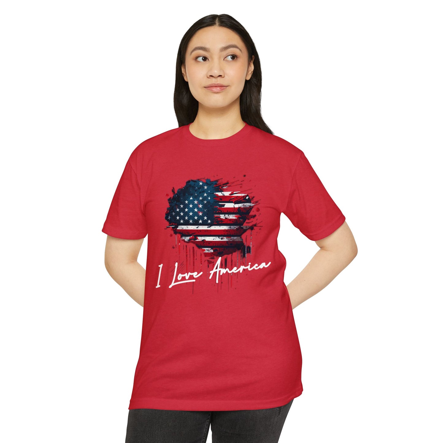 I Love America Heart Flag Unisex T-Shirt