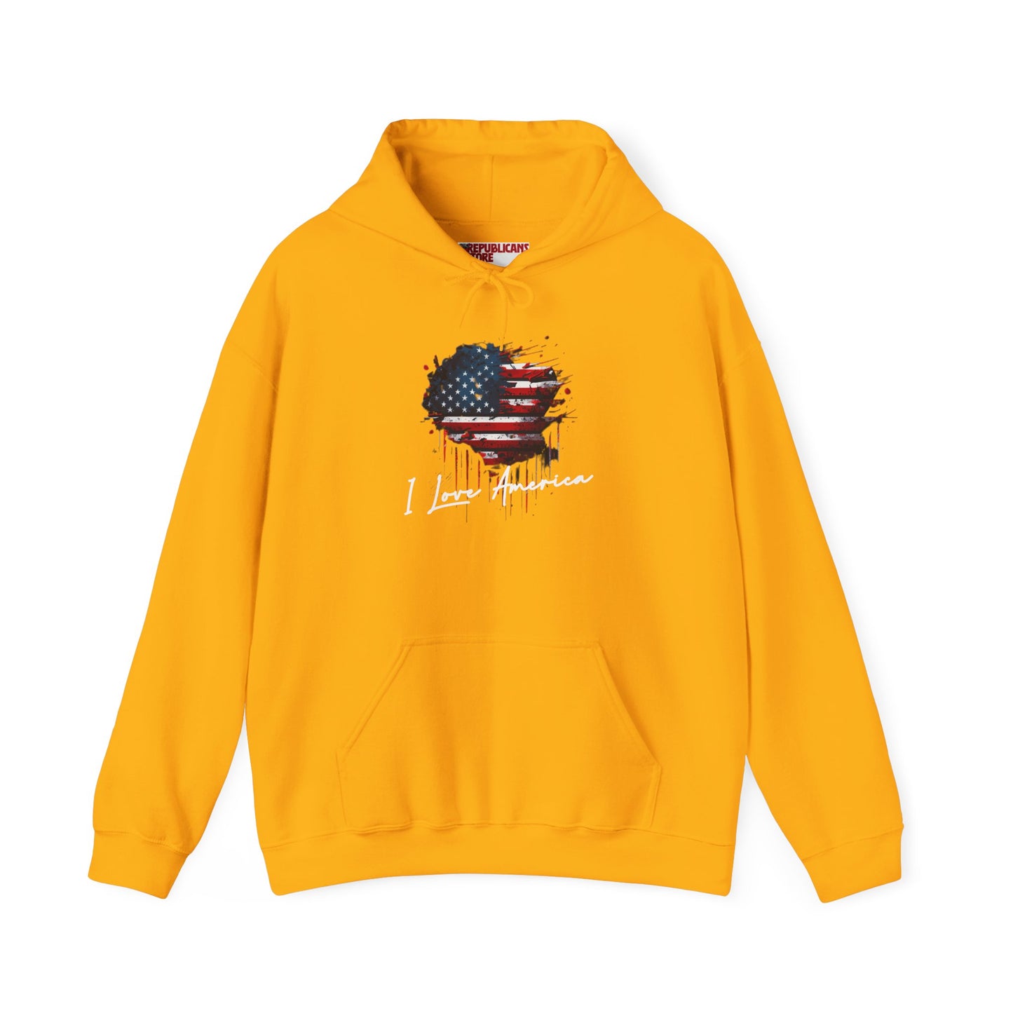 I Love America Heart Flag Unisex Hoodie Sweatshirt