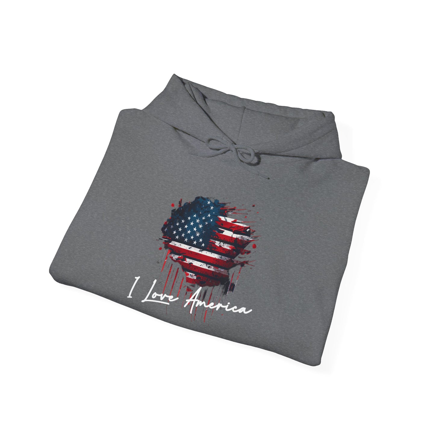 I Love America Heart Flag Unisex Hoodie Sweatshirt