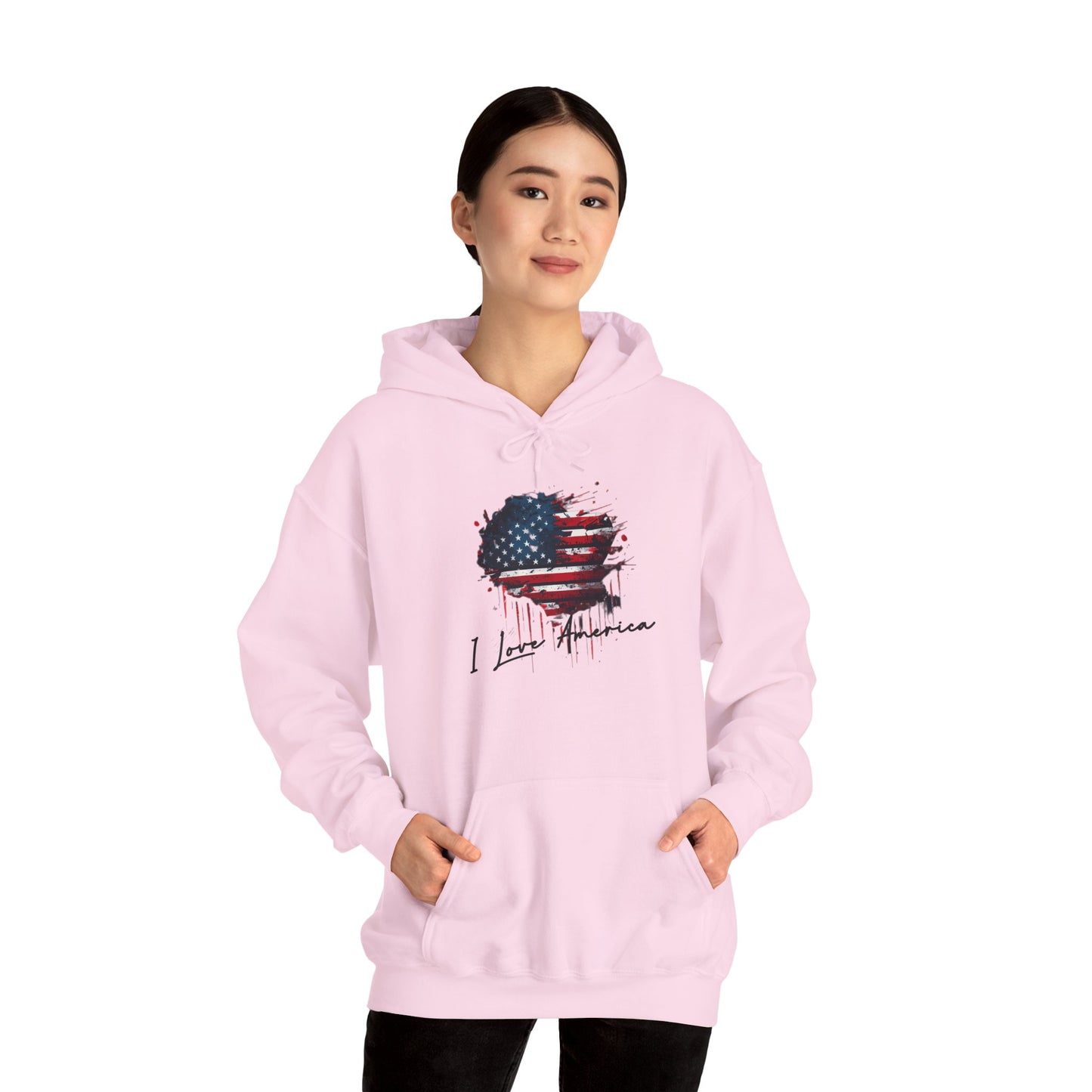 I Love America Heart Flag Unisex Hoodie Sweatshirt