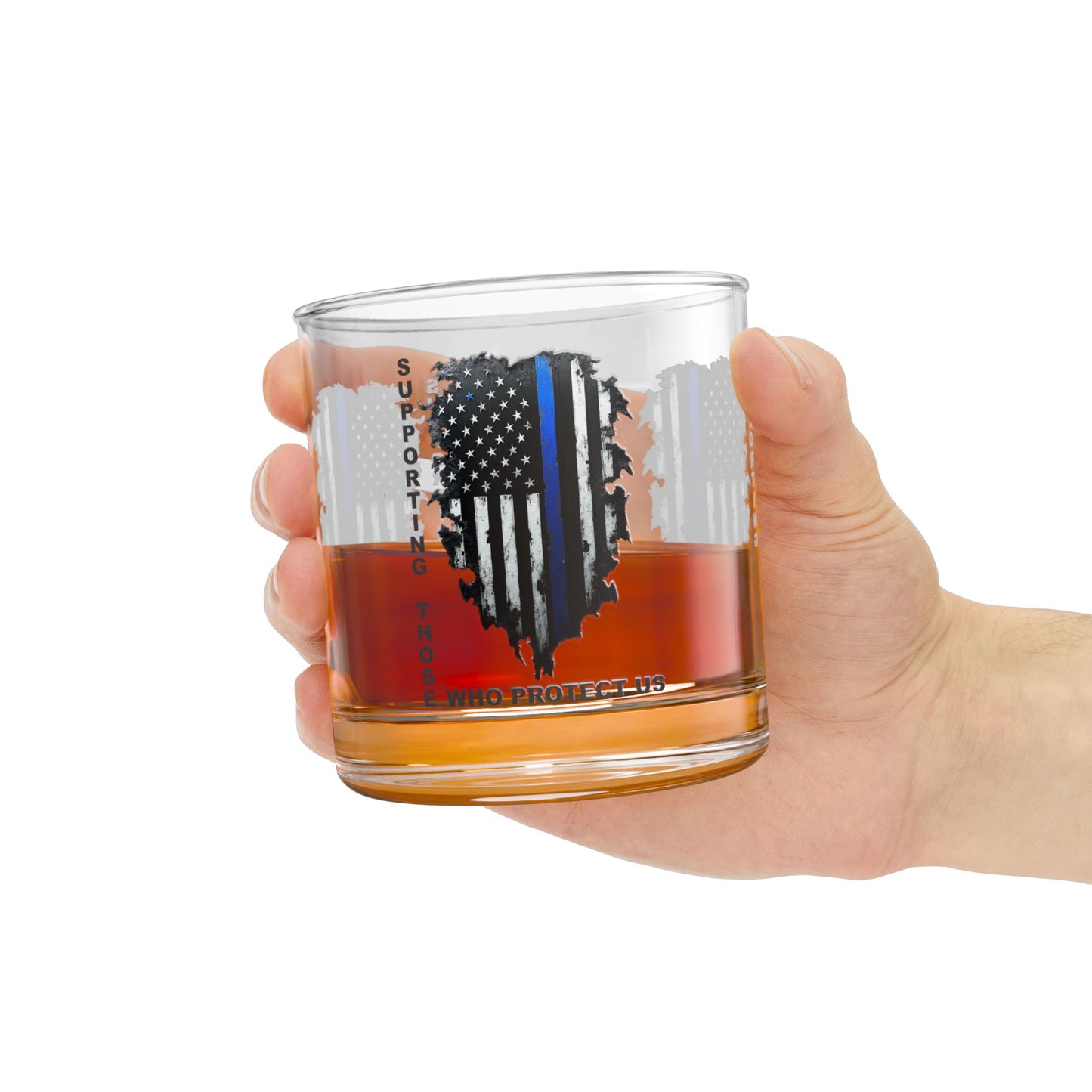 Supporting Those Who Protect Us Patriotic Whiskey Glass