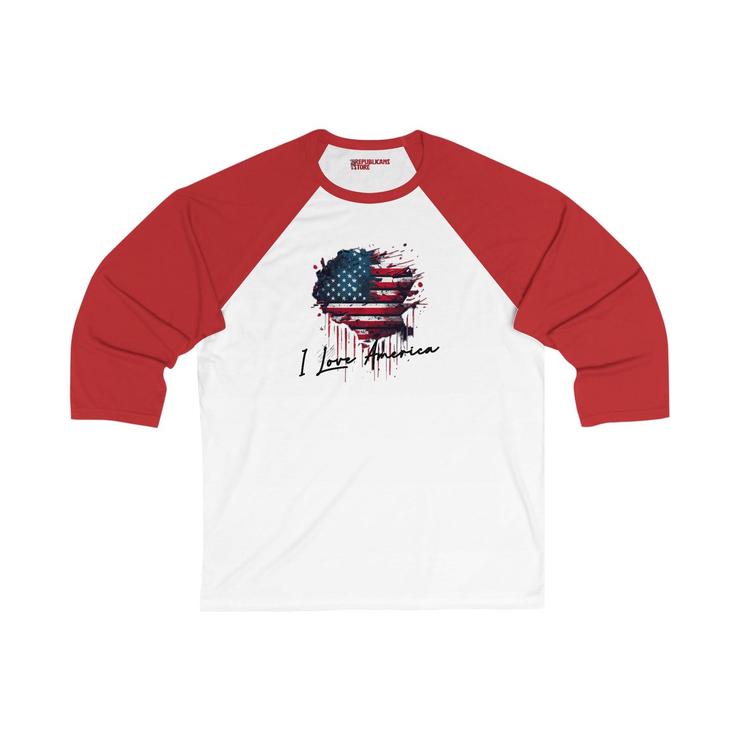 I Love America 3/4 Sleeve Unisex Baseball Tee