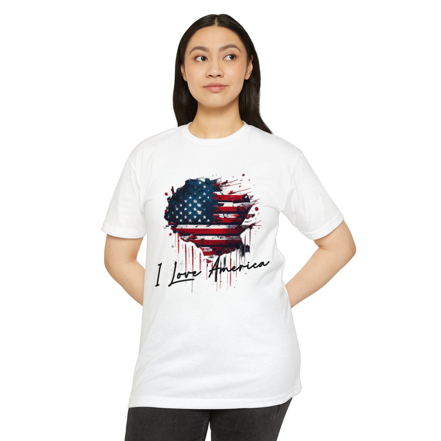 I Love America Heart Flag Unisex T-Shirt