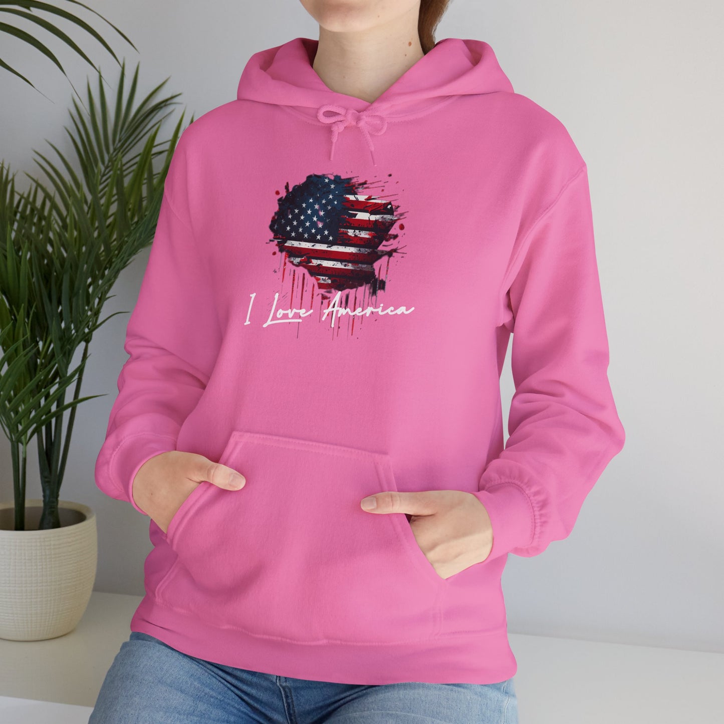 I Love America Heart Flag Unisex Hoodie Sweatshirt