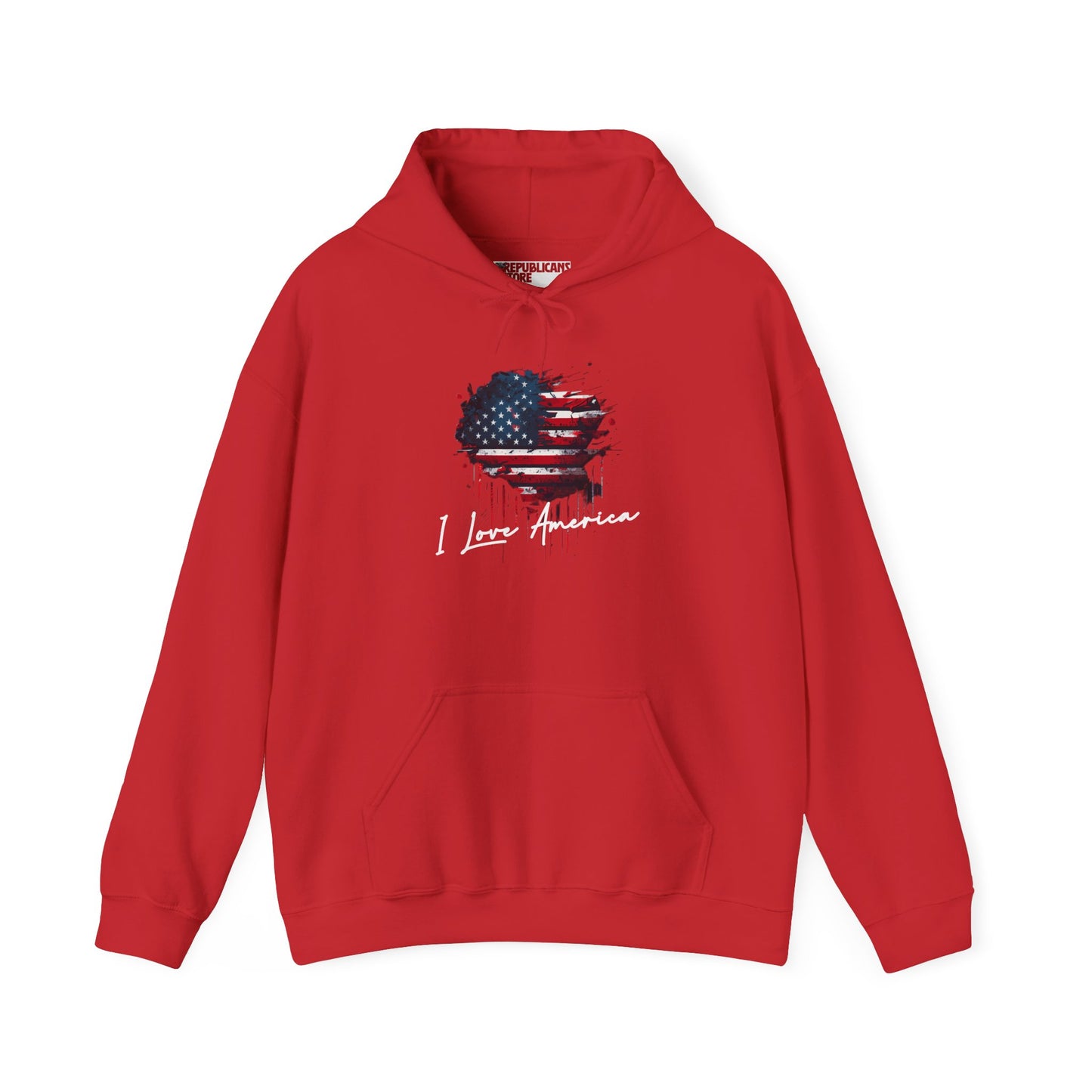 I Love America Heart Flag Unisex Hoodie Sweatshirt