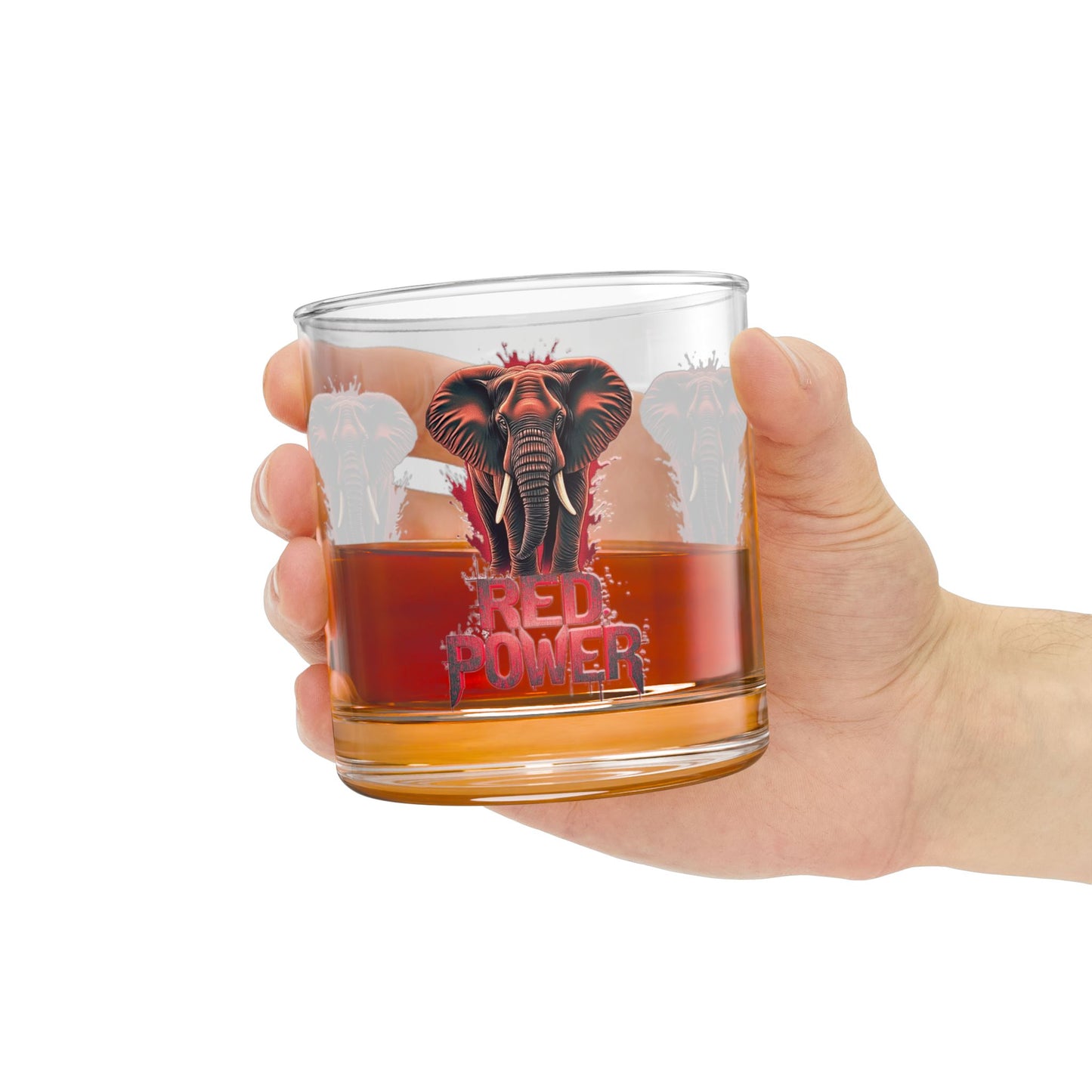 Red Power Patriotic Elephant Whiskey Glass