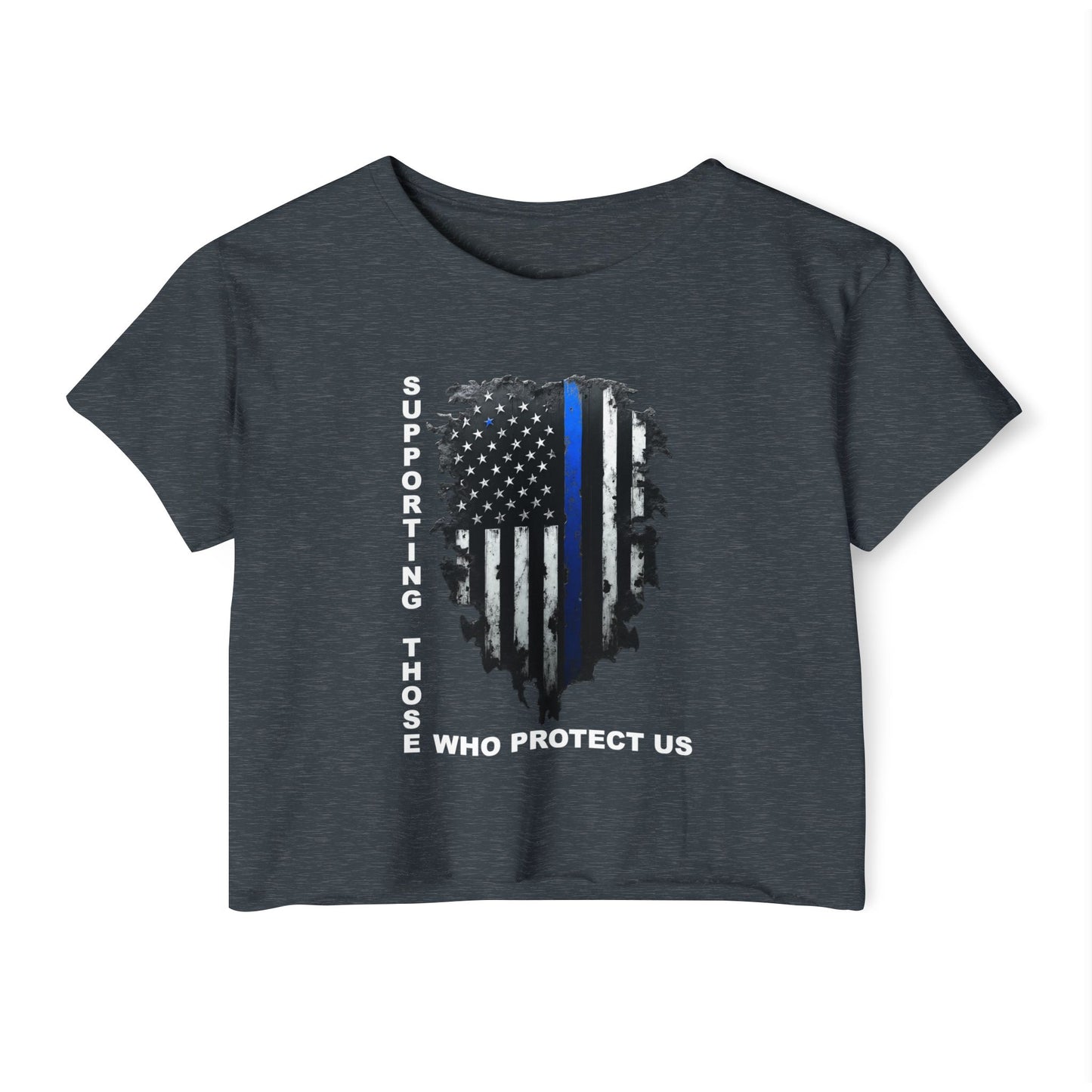 Supporting Those Who Protect Us Patriotic Crop Top