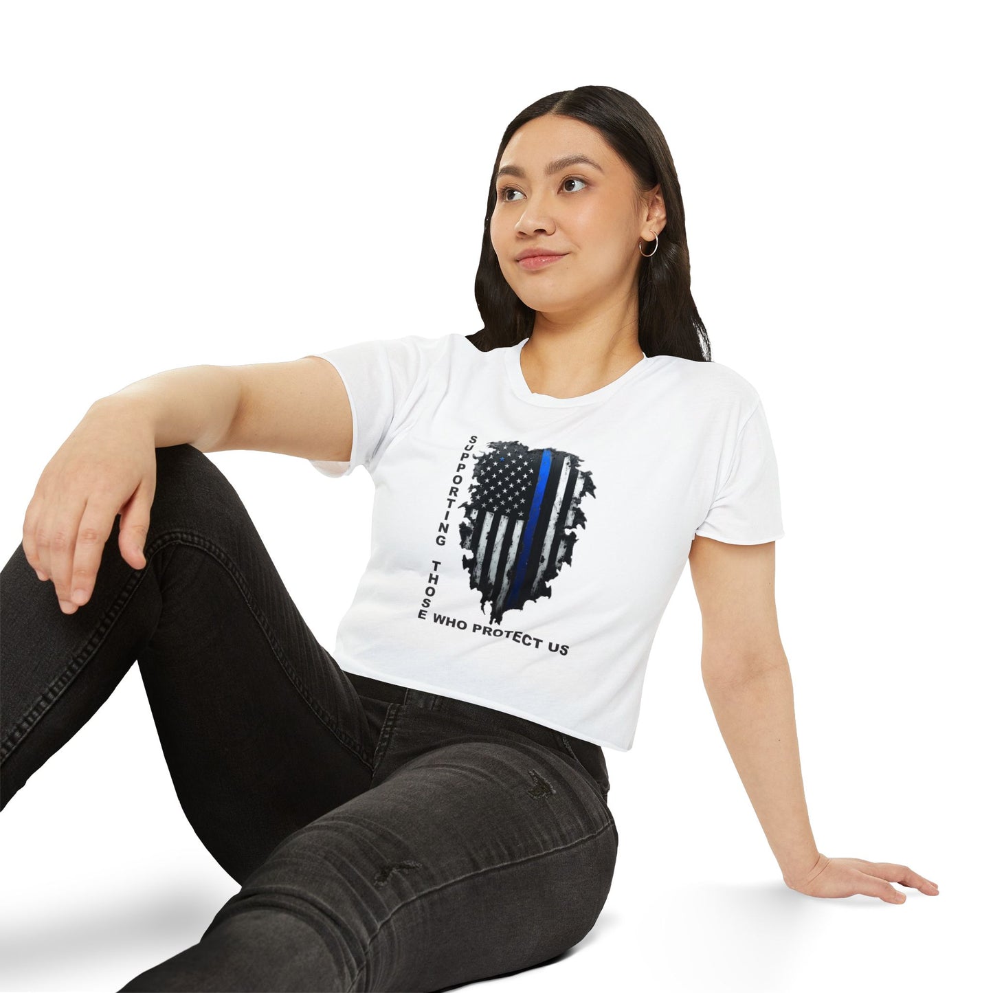 Supporting Those Who Protect Us Patriotic Crop Top
