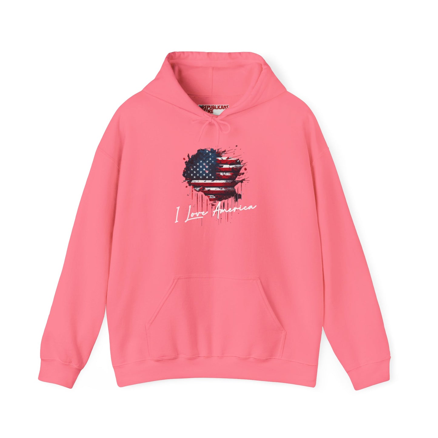 I Love America Heart Flag Unisex Hoodie Sweatshirt