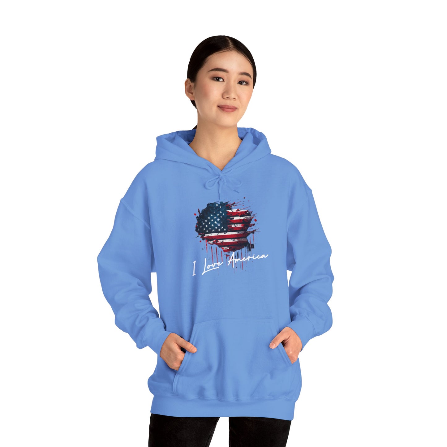 I Love America Heart Flag Unisex Hoodie Sweatshirt