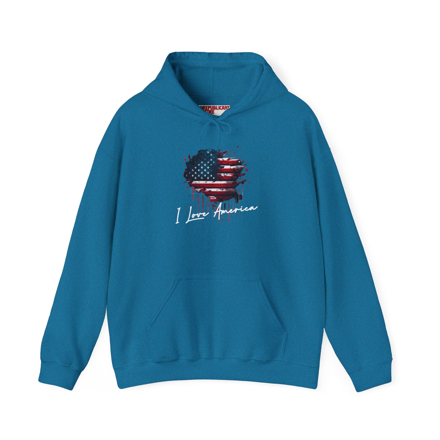 I Love America Heart Flag Unisex Hoodie Sweatshirt