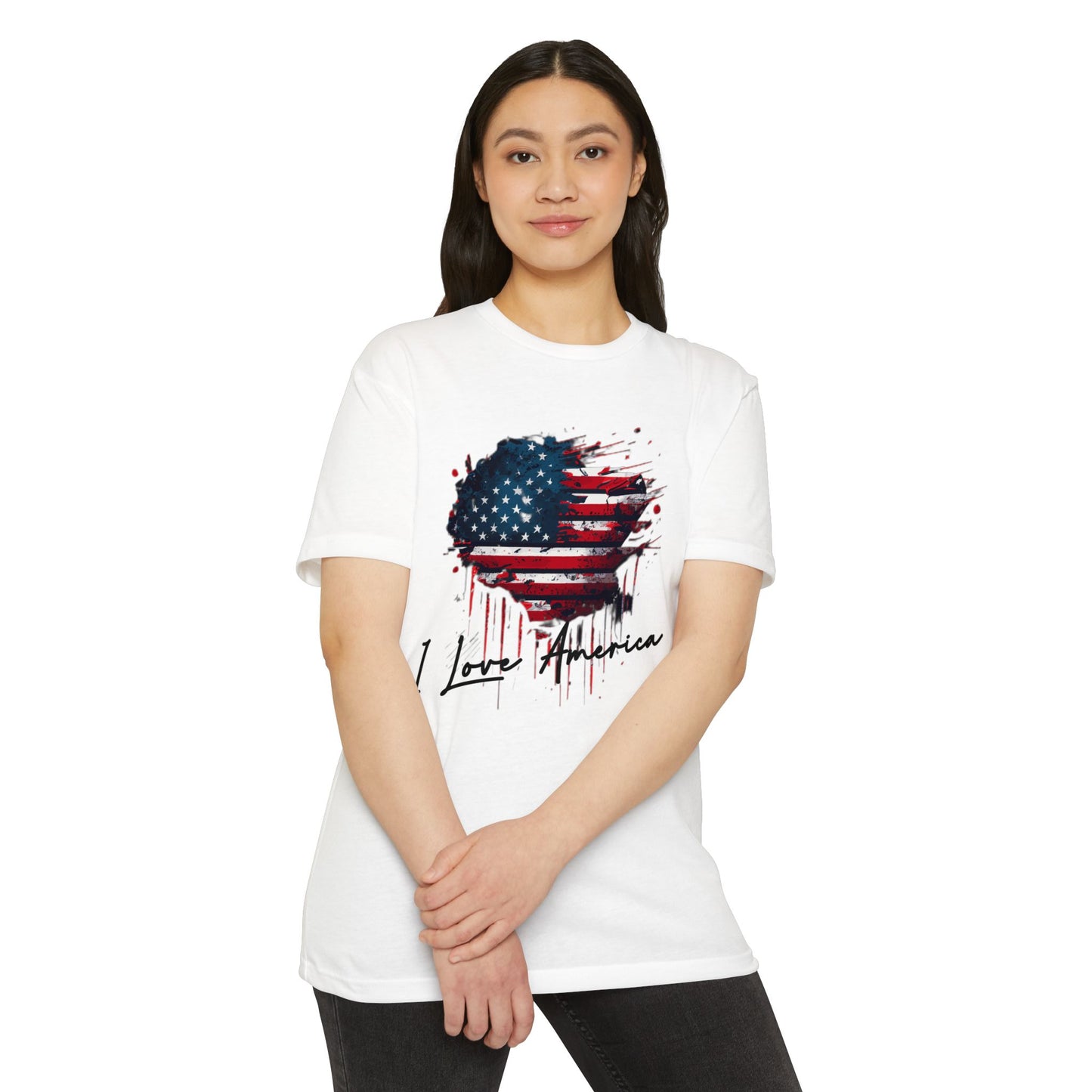 I Love America Heart Flag Unisex T-Shirt