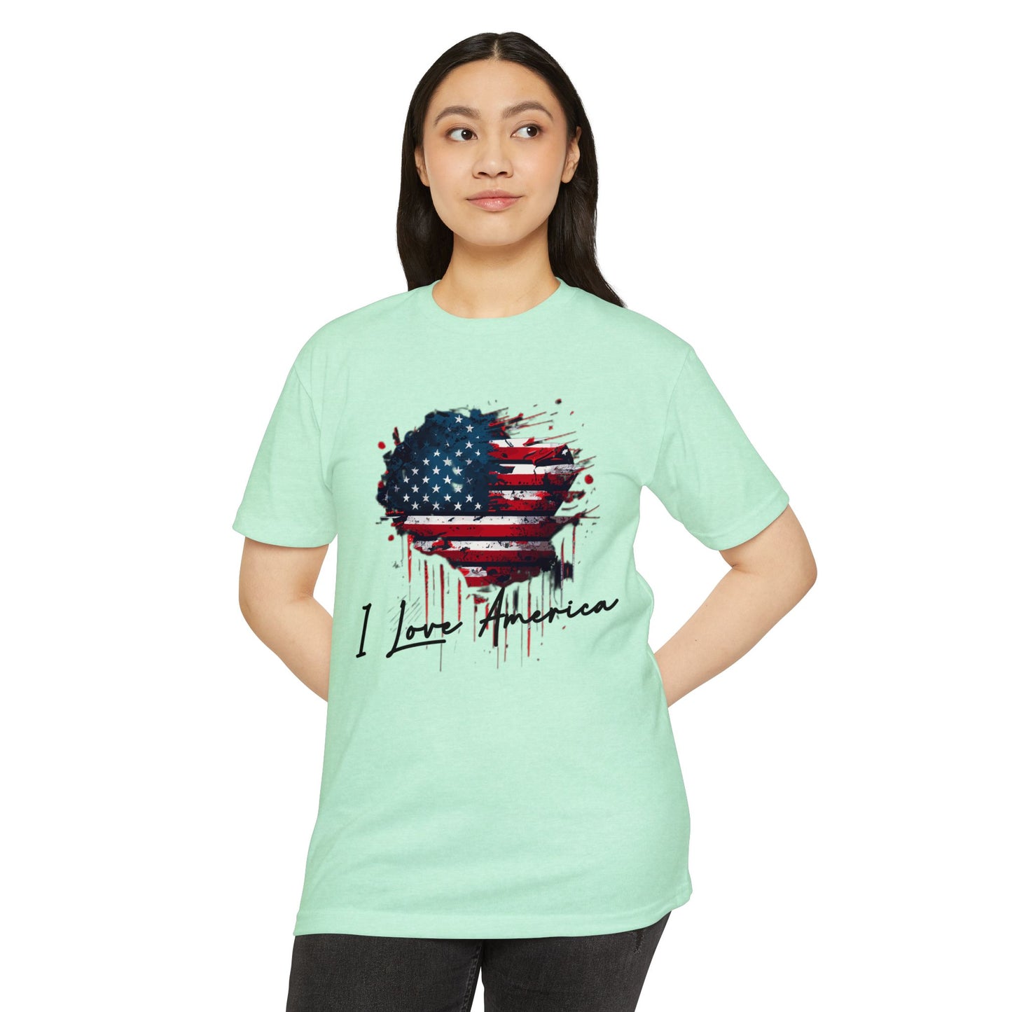 I Love America Heart Flag Unisex T-Shirt
